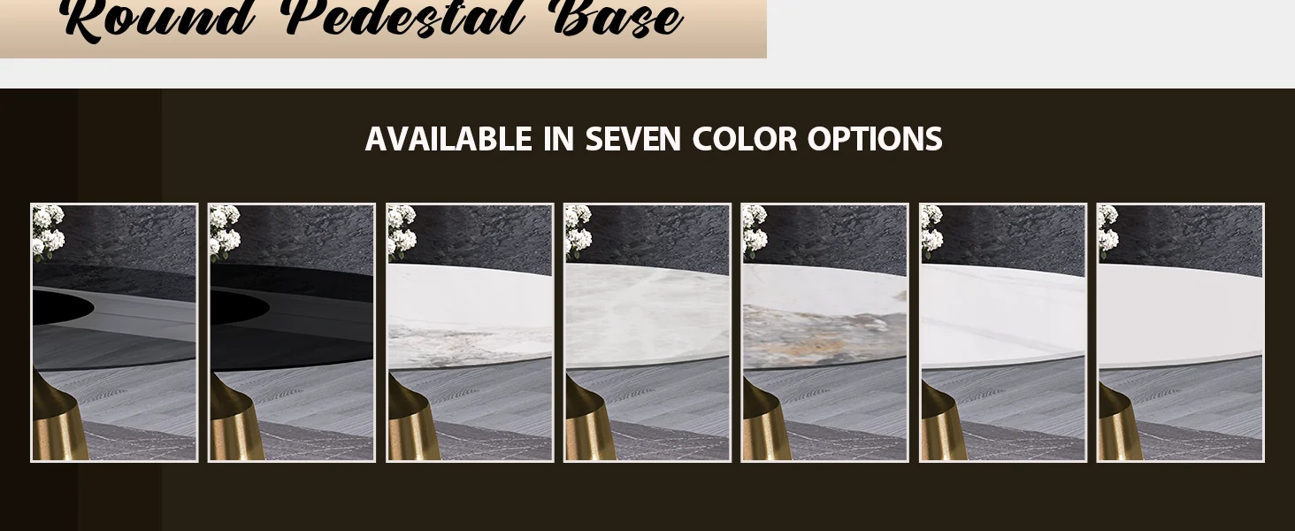 Prynn Series Round Dining Table Gold Base with 60 Round Light Grey Sintered Stone Top