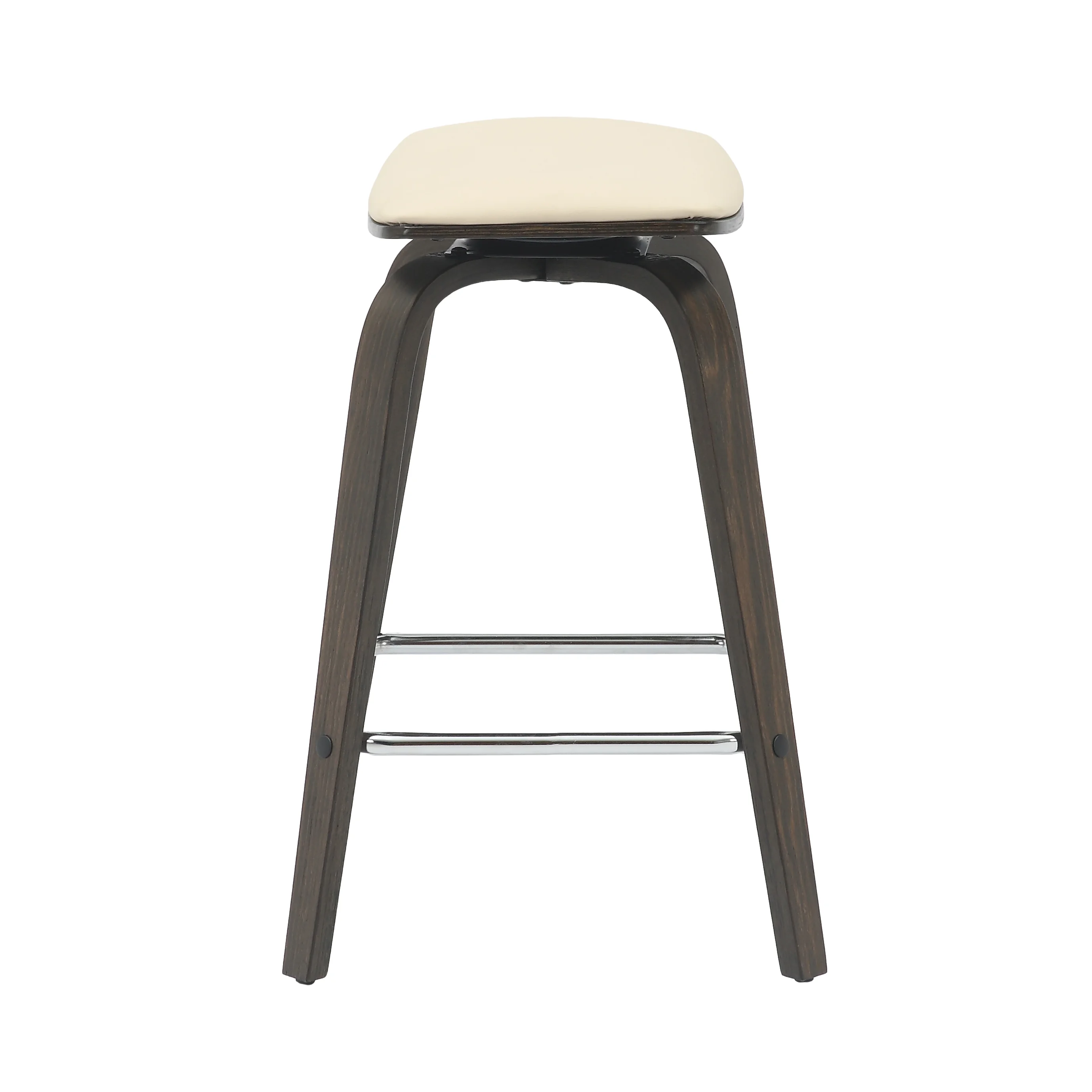 Wooden Counter Stool Square Seat Pelya Collection Modern Style Dark Walnut color in Taupe