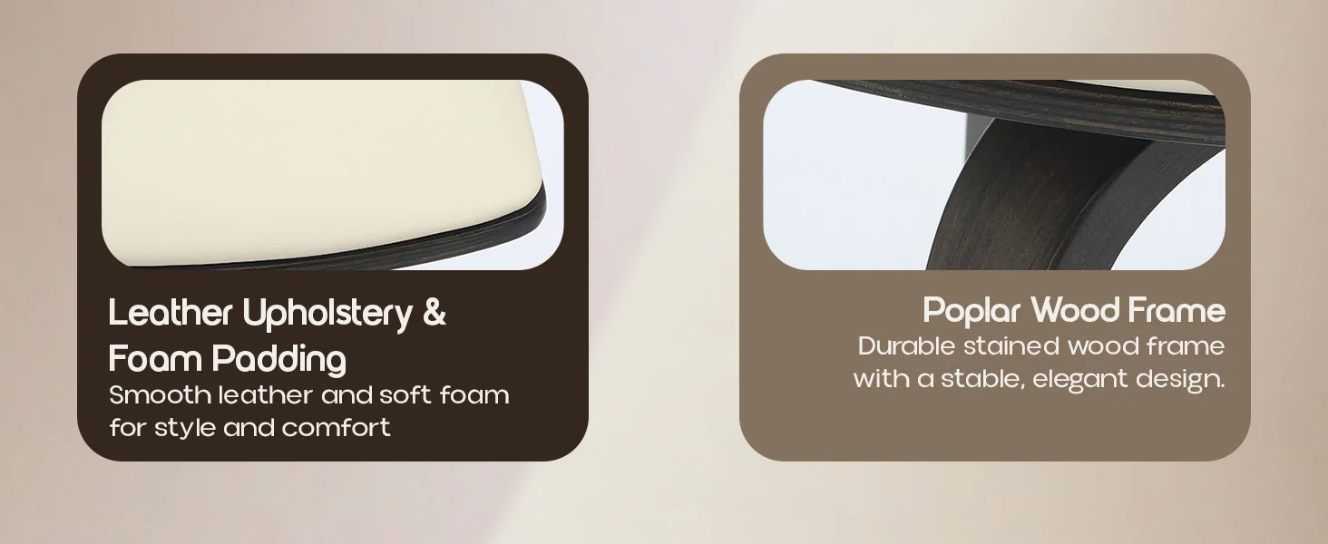 Wooden Counter Stool Square Seat Pelya Collection Modern Style Dark Walnut color in Taupe