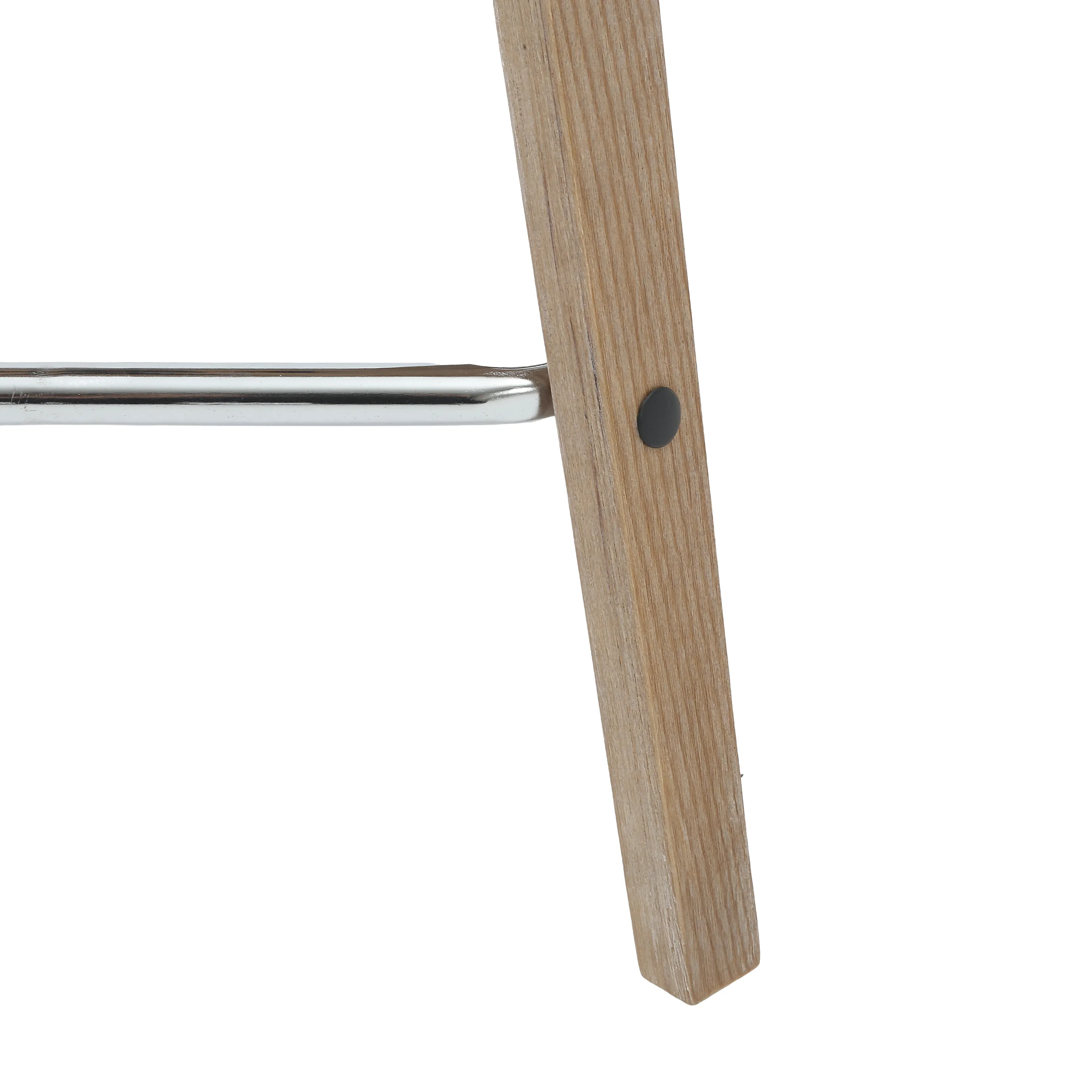 Wooden Counter Stool Square Seat Pelya Collection Modern Style Washed Walnut color in Light Grey