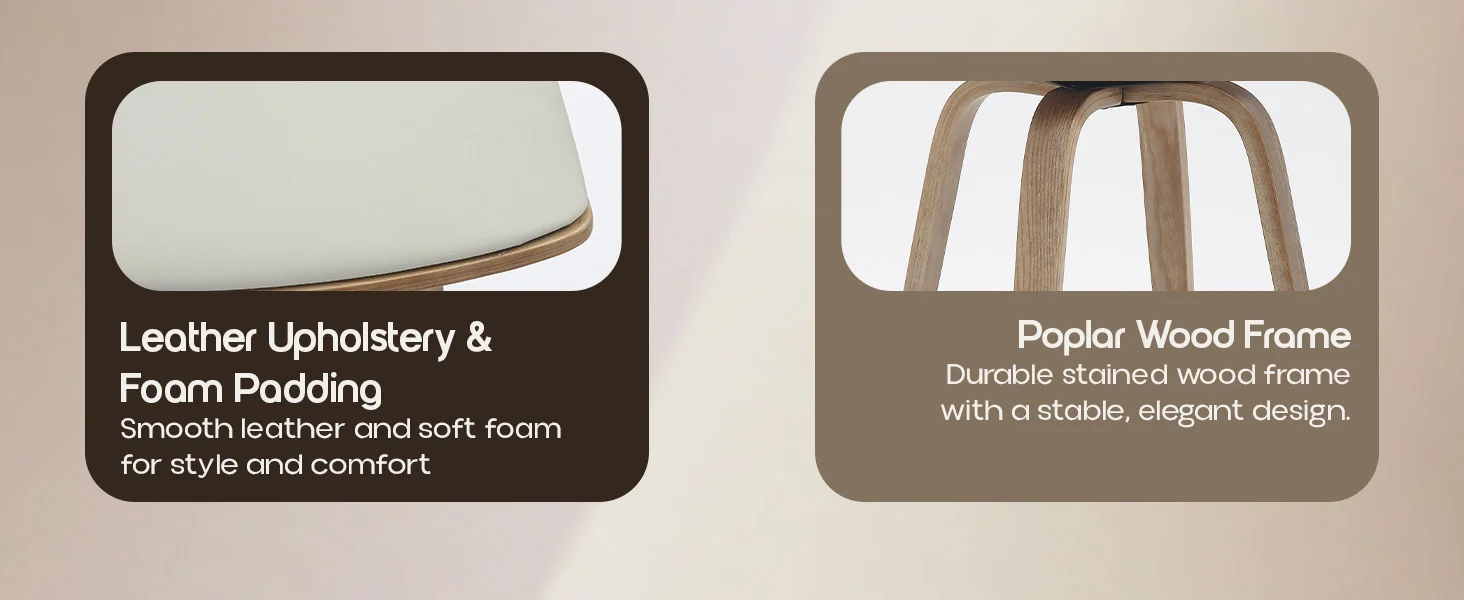 Wooden Counter Stool Square Seat Pelya Collection Modern Style Washed Walnut color in Light Grey