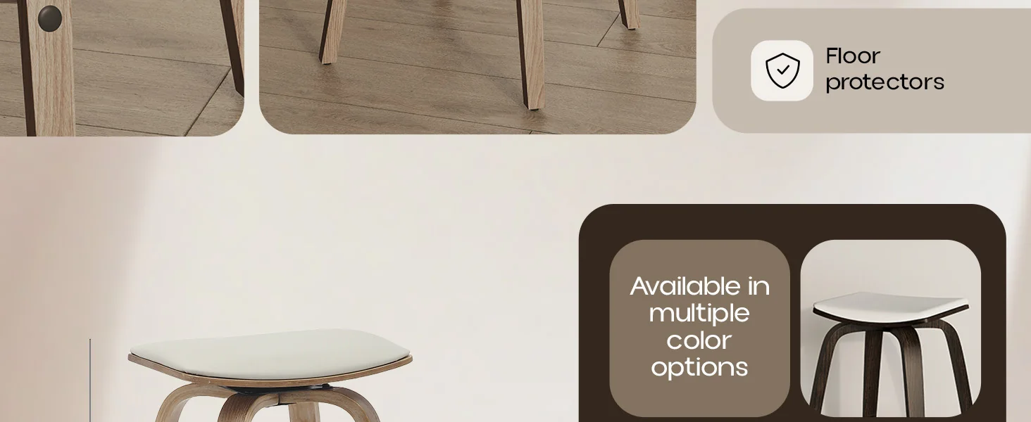 Wooden Counter Stool Square Seat Pelya Collection Modern Style Washed Walnut color in Light Grey