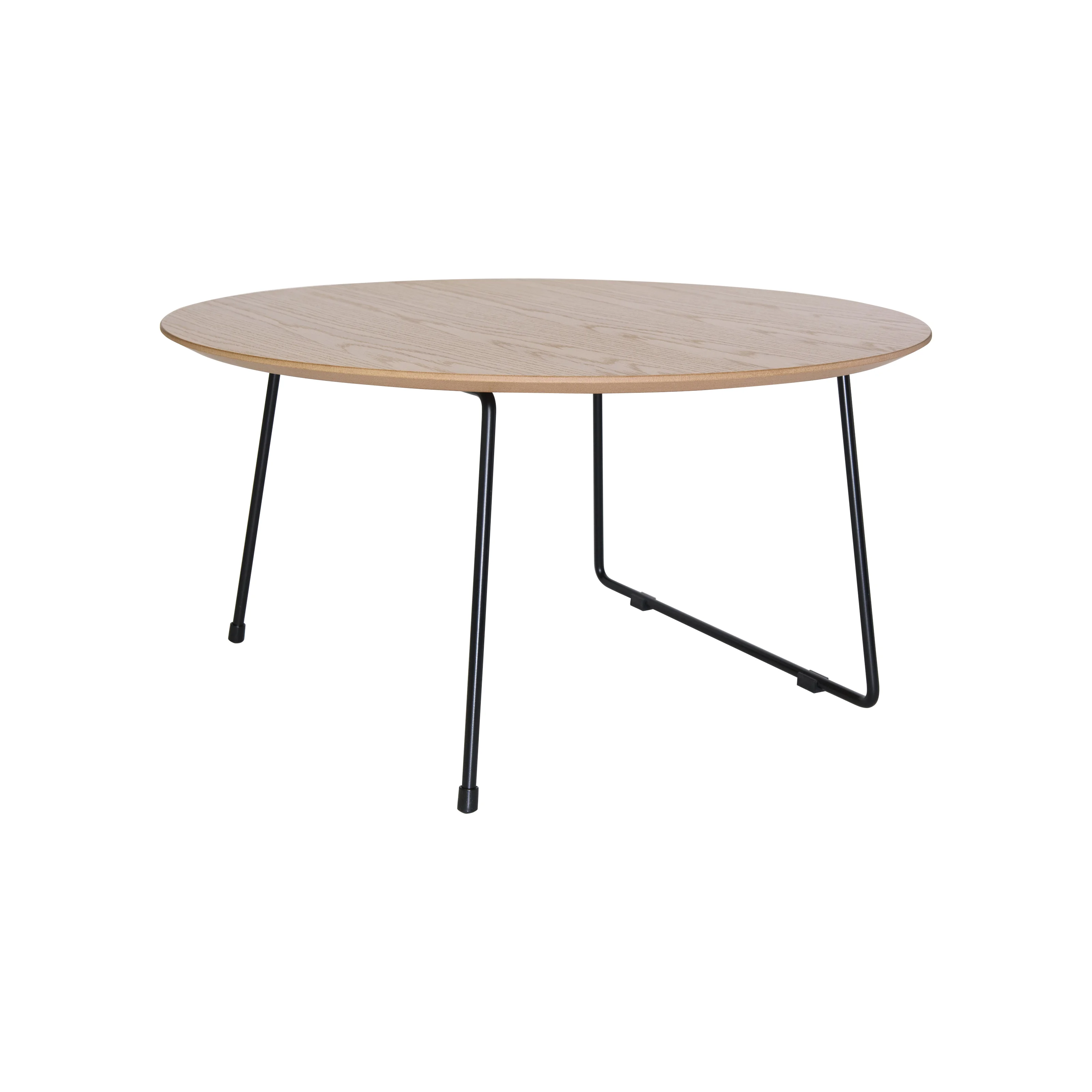 Pemborke Mid Century Modern Round Coffee Table with Wood Top and Powder Coated Iron Frame Accent Table for Living Room and Bedroom