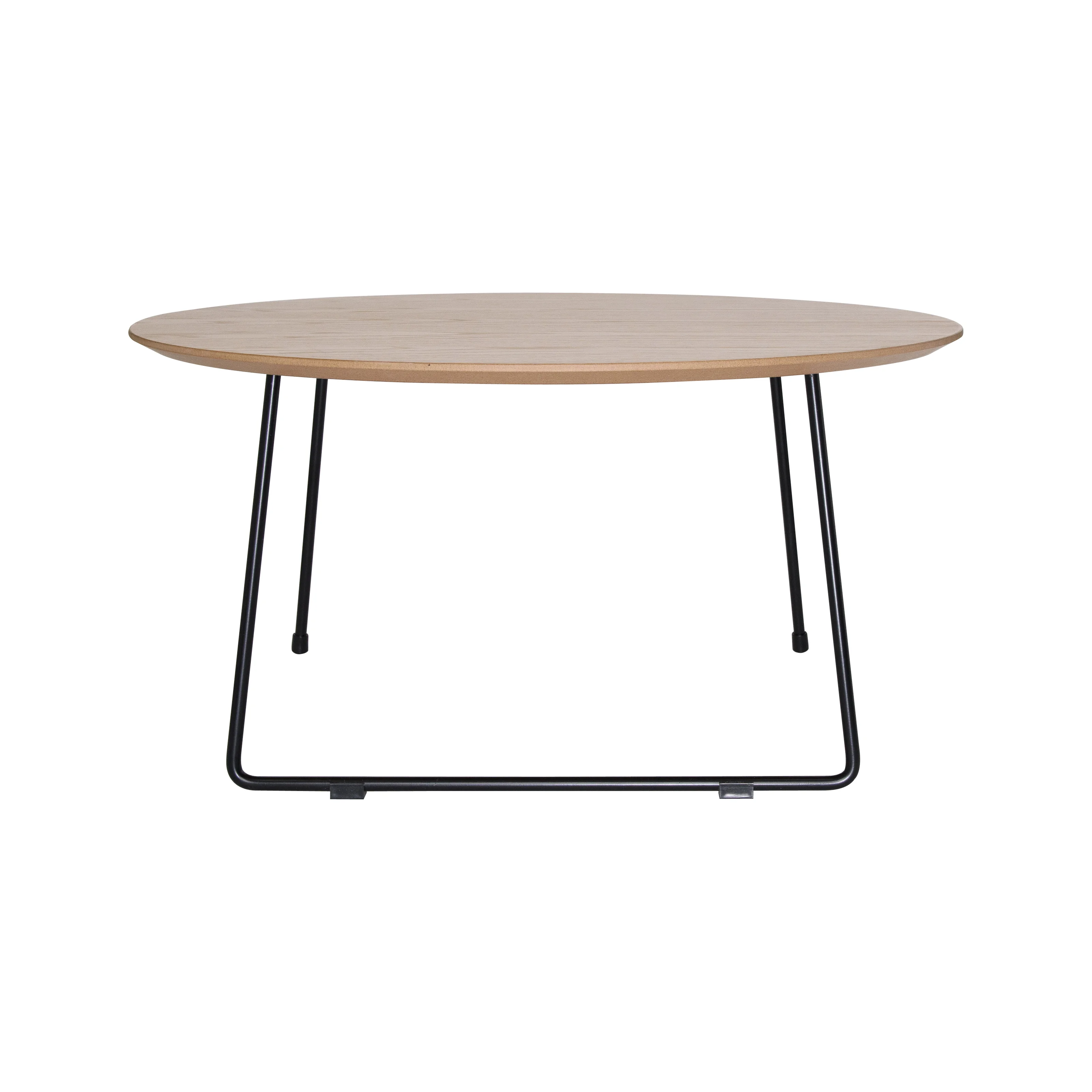 Pemborke Mid Century Modern Round Coffee Table with Wood Top and Powder Coated Iron Frame Accent Table for Living Room and Bedroom