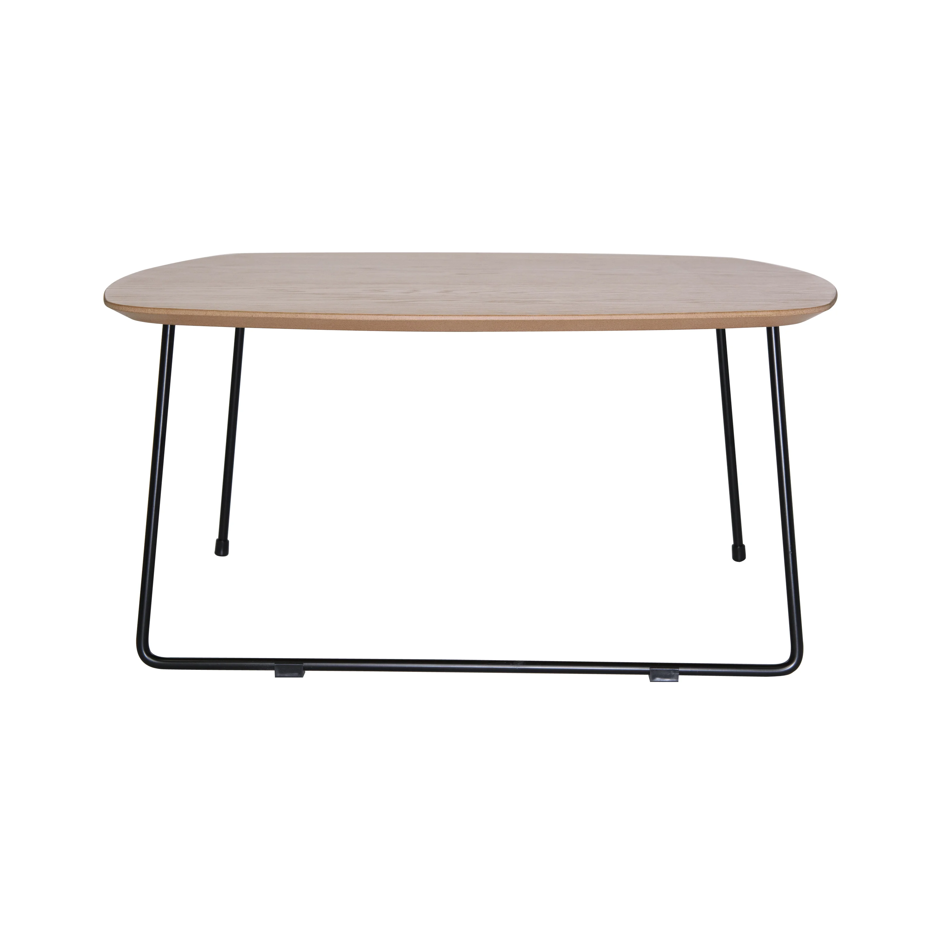 Pemborke Mid Century Modern Square Coffee Table with Wood Top and Powder Coated Iron Frame 
 in Natural Wood