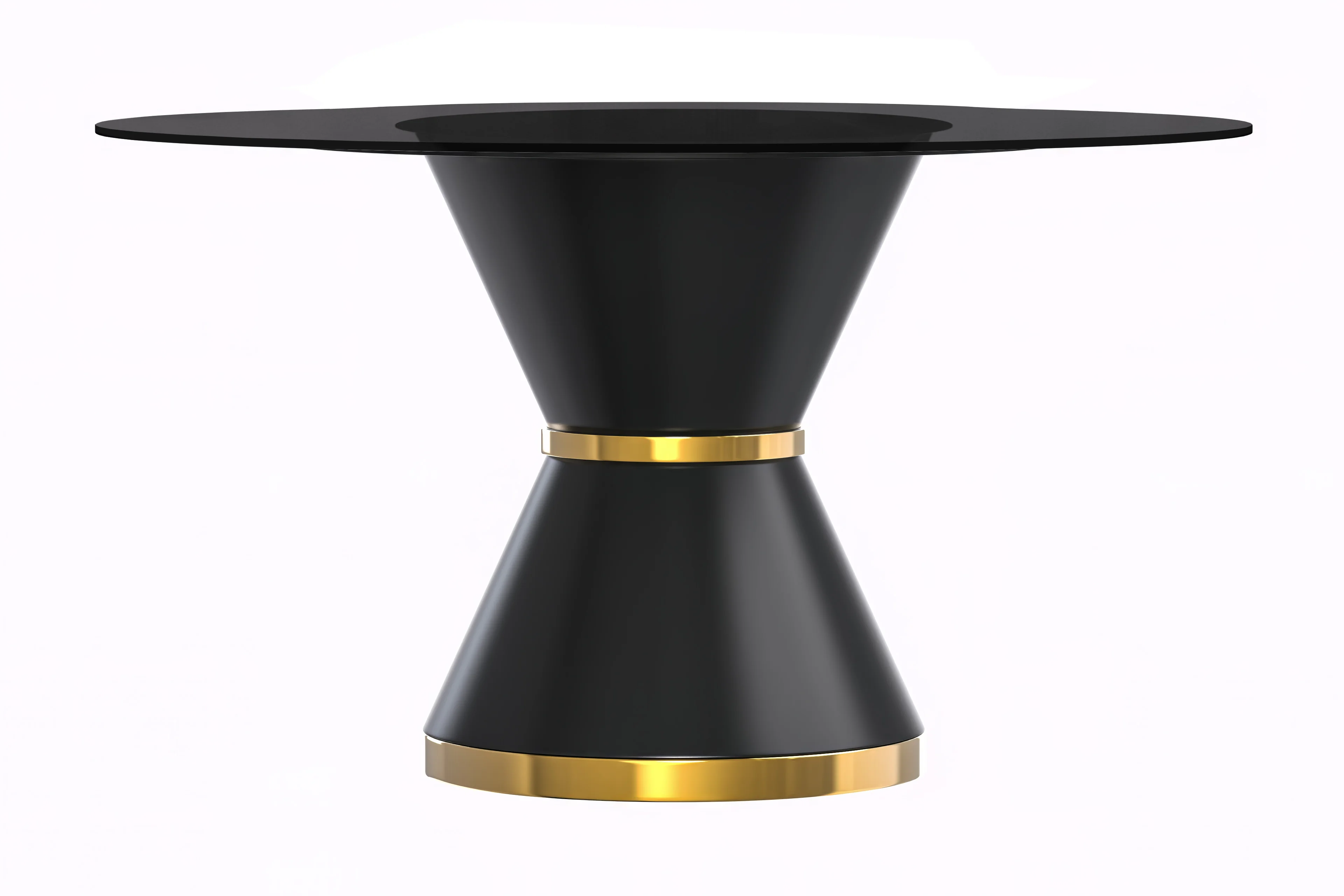Qorvus Series Round Dining Table Black\Gold Base with 60 Round BLack Glass Top