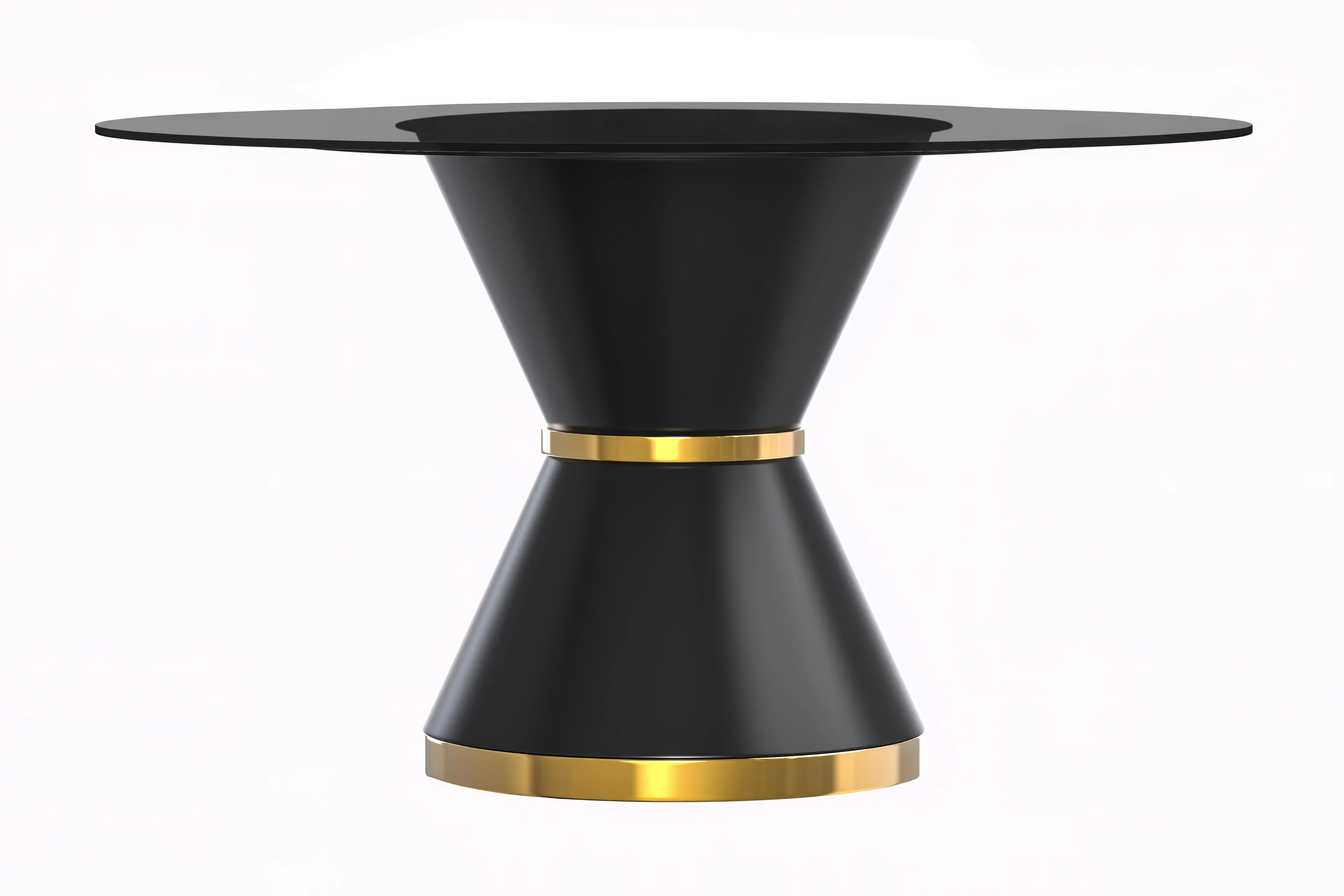 Qorvus Series Round Dining Table Black\Gold Base with 60 Round Clear Glass Top