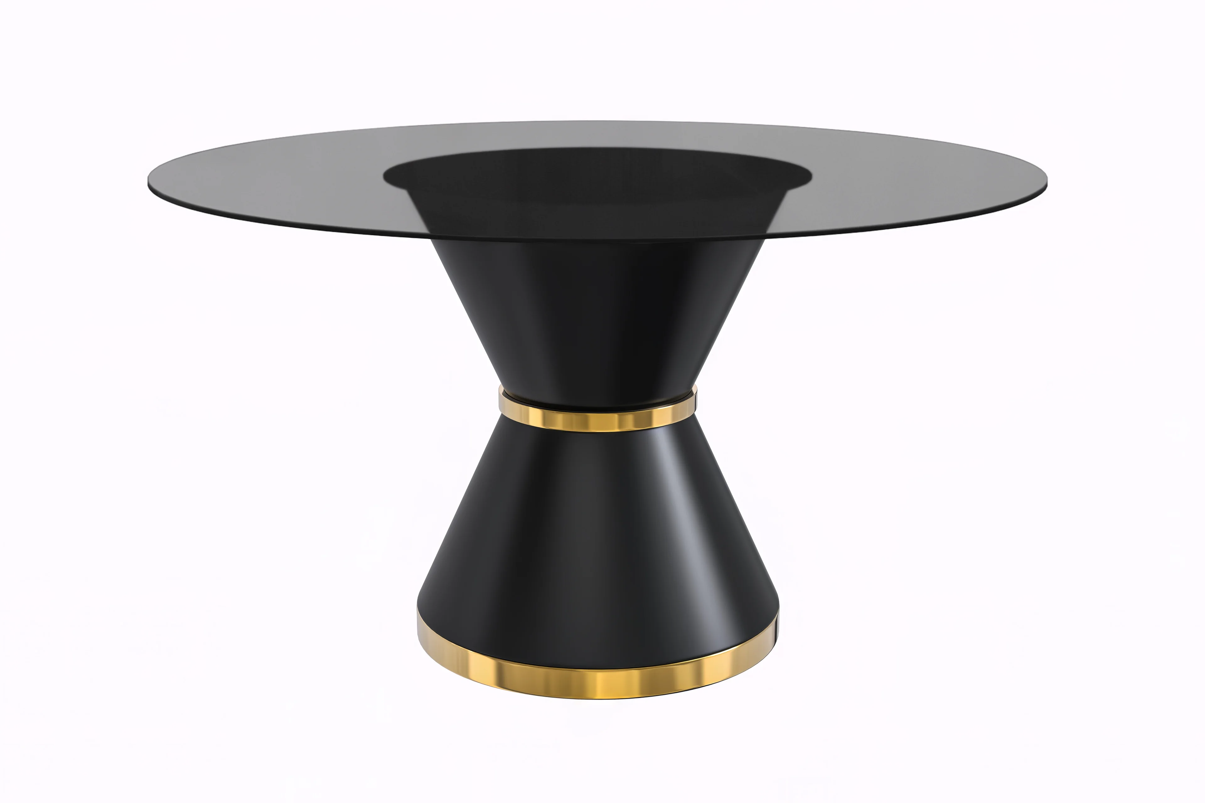 Qorvus Series Round Dining Table Black\Gold Base with 60 Round Clear Glass Top