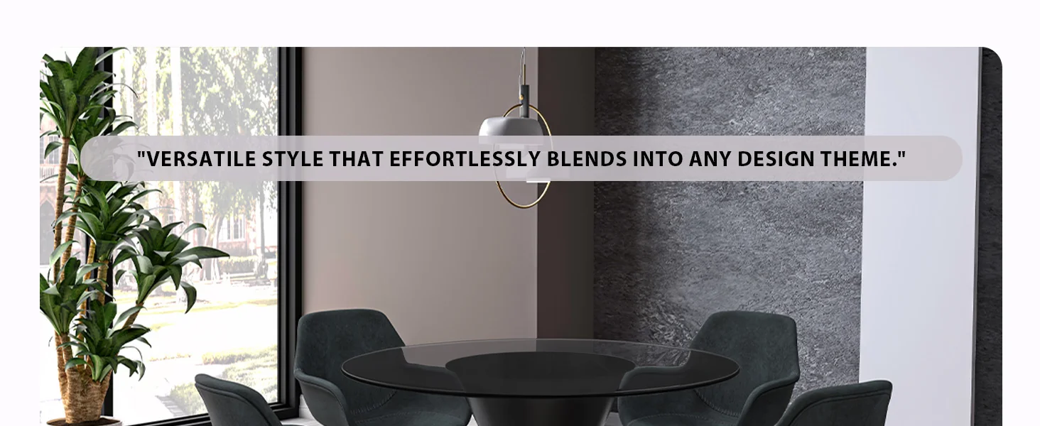 Qorvus Series Round Dining Table Black\Gold Base with 60 Round Clear Glass Top