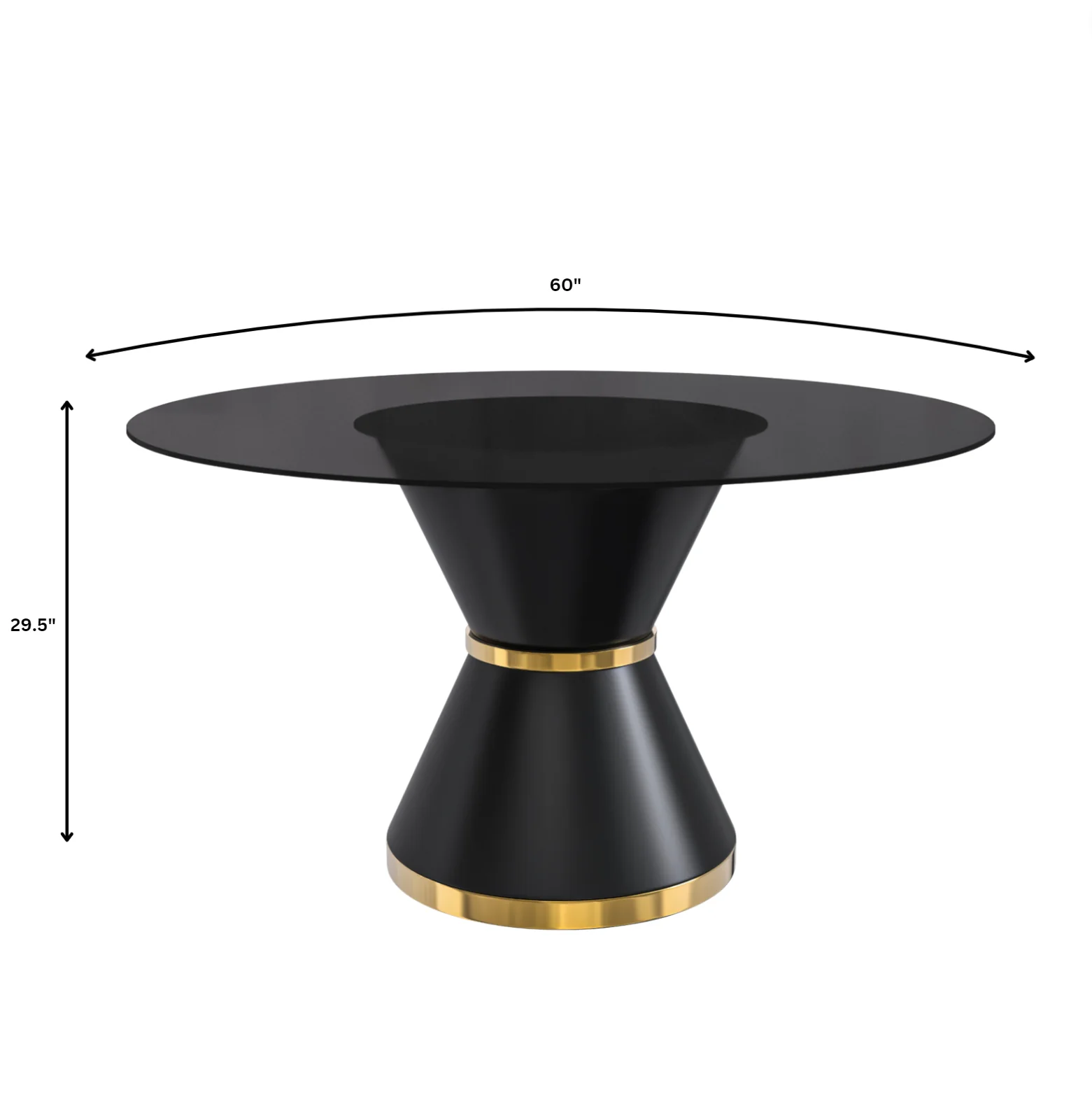Qorvus Series Round Dining Table Black\Gold Base with 71 Round BLack Glass Top