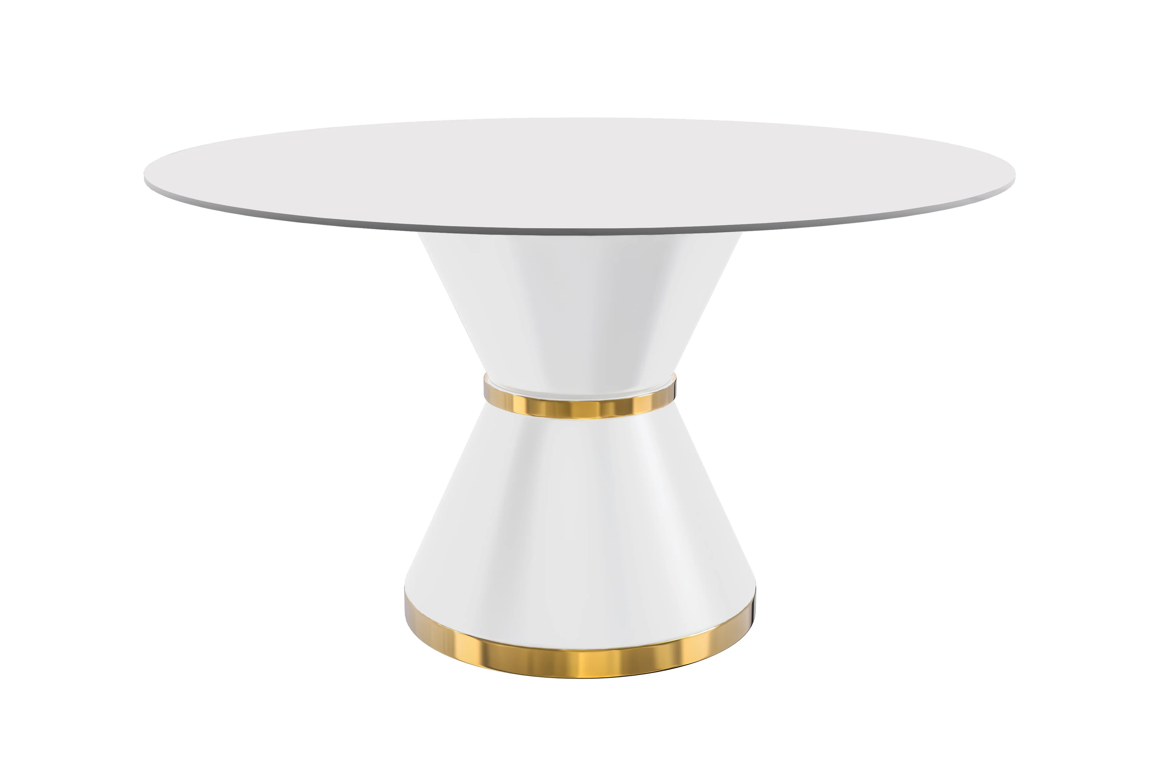 Qorvus Series Round Dining Table White\Gold Base with 60 Round Solid White Sintered Stone Top