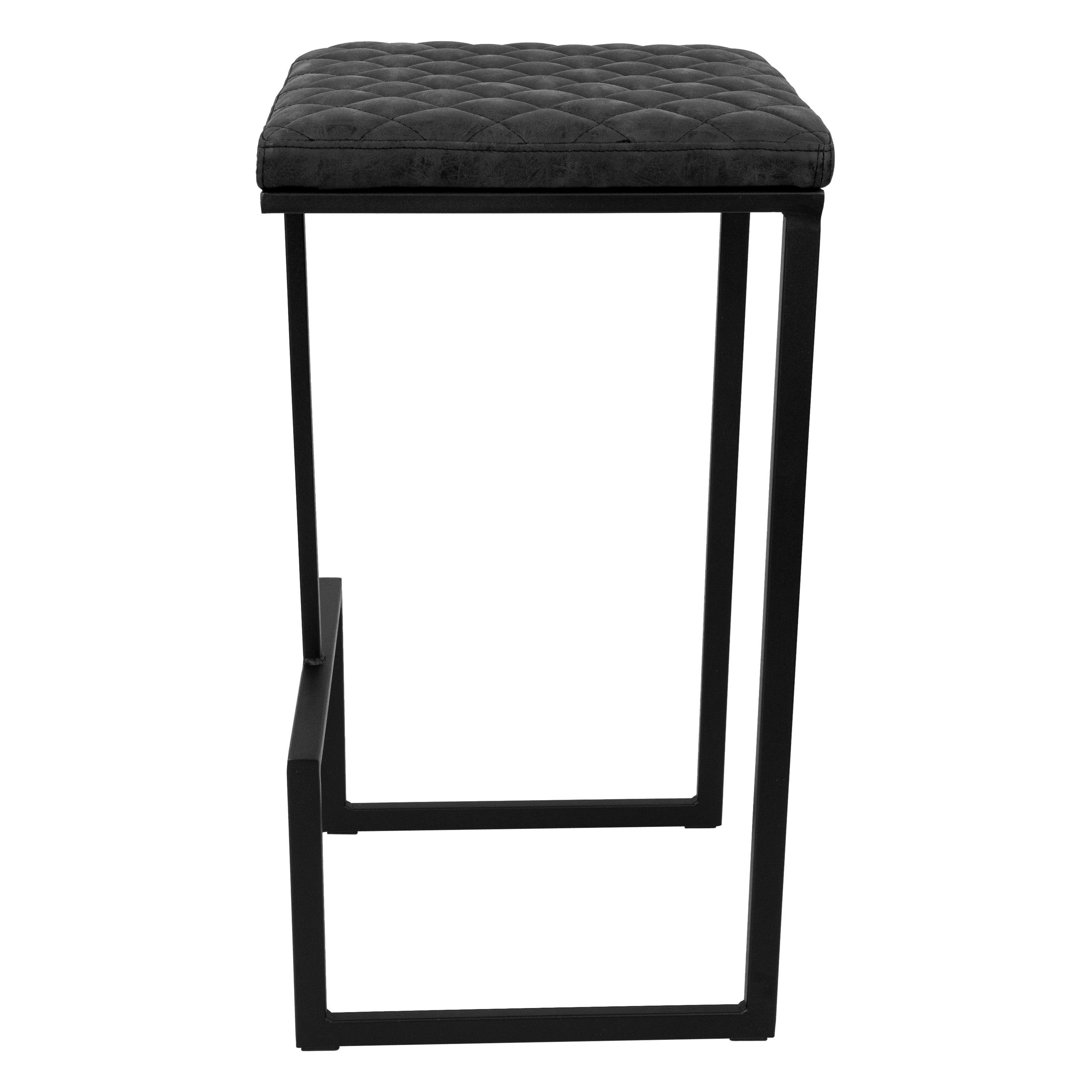 Quincy Quilted Stitched Leather Bar Stools With Metal Frame