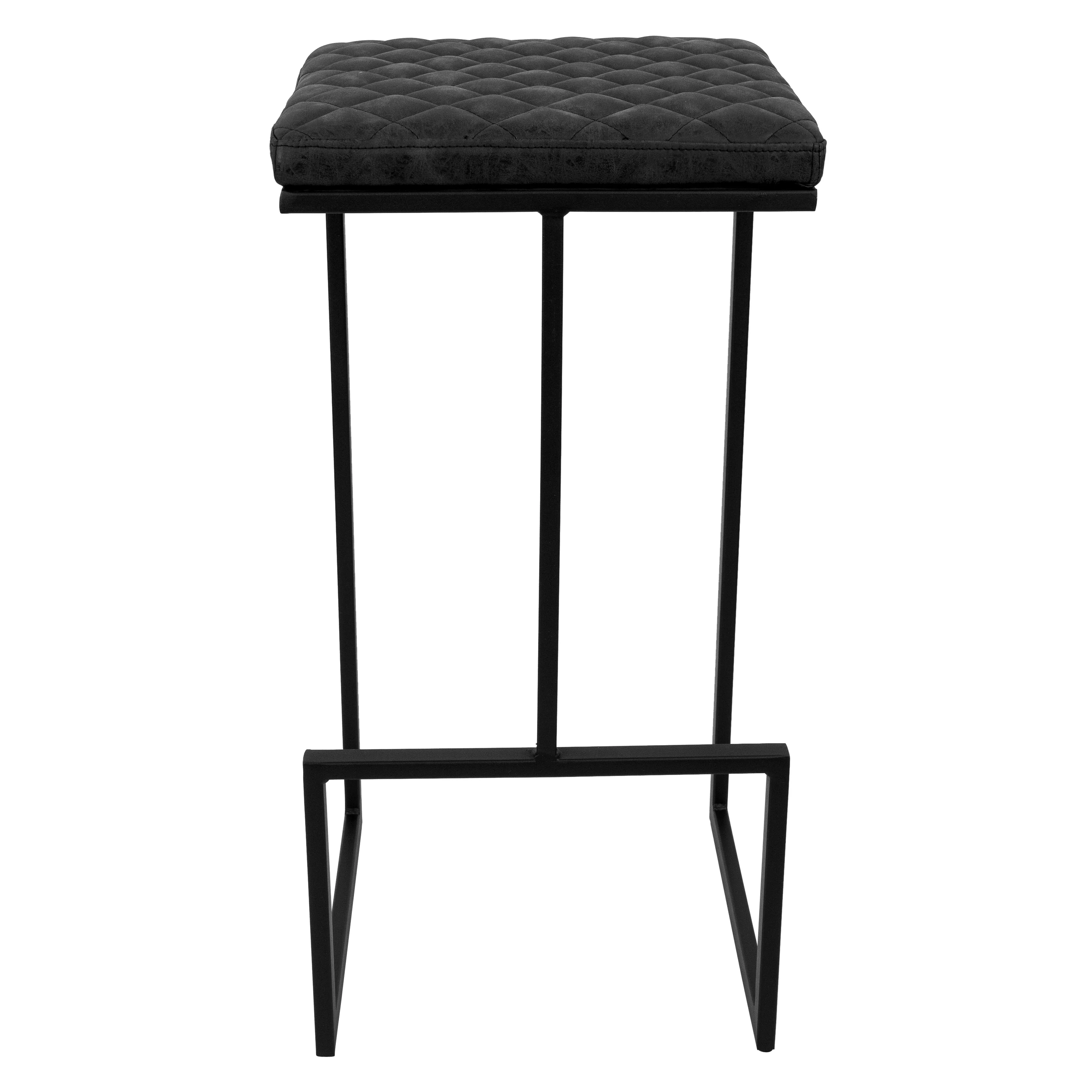 Quincy Quilted Stitched Leather Bar Stools With Metal Frame