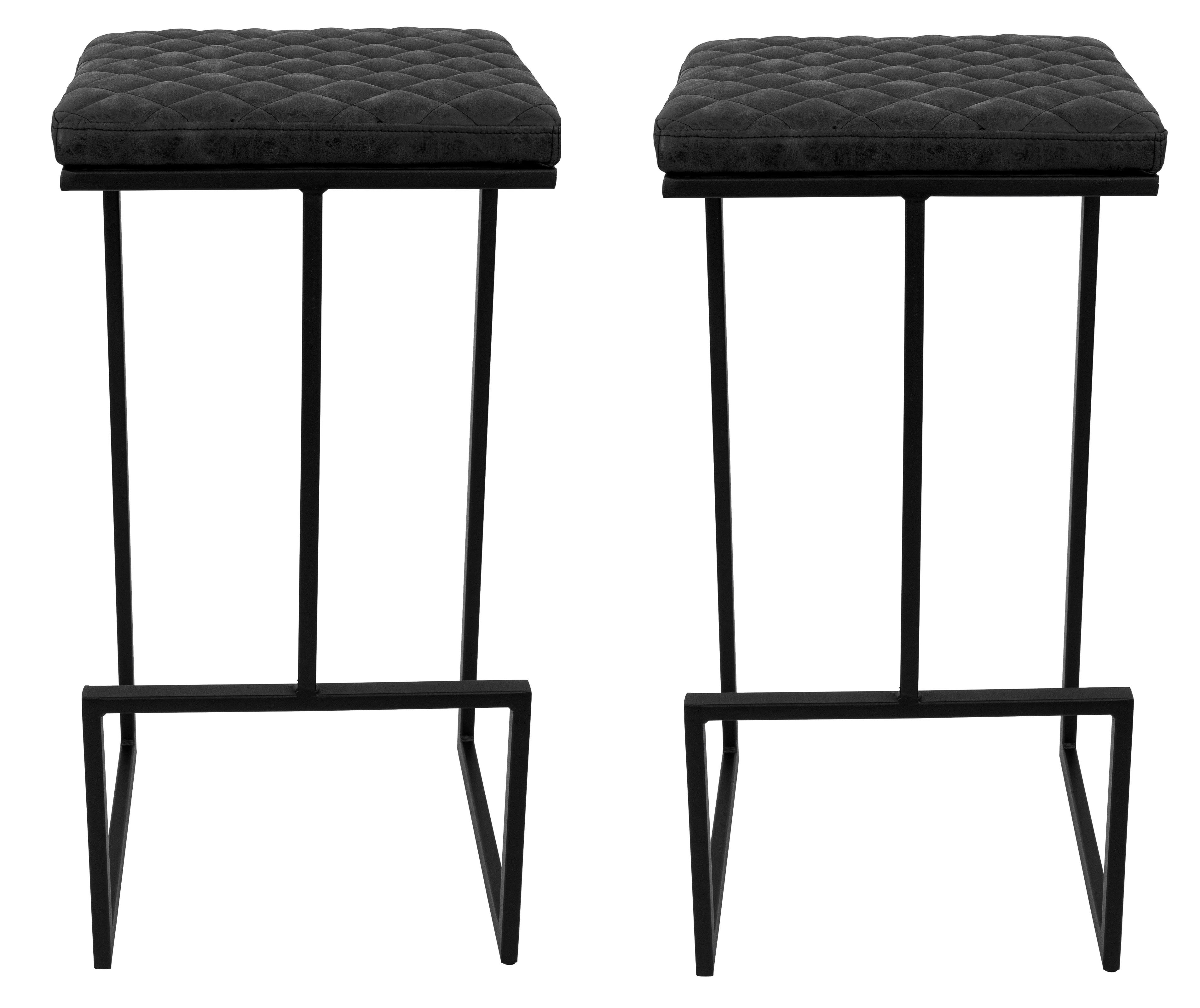 Quincy Leather Bar Stools With Metal Frame Set of 2