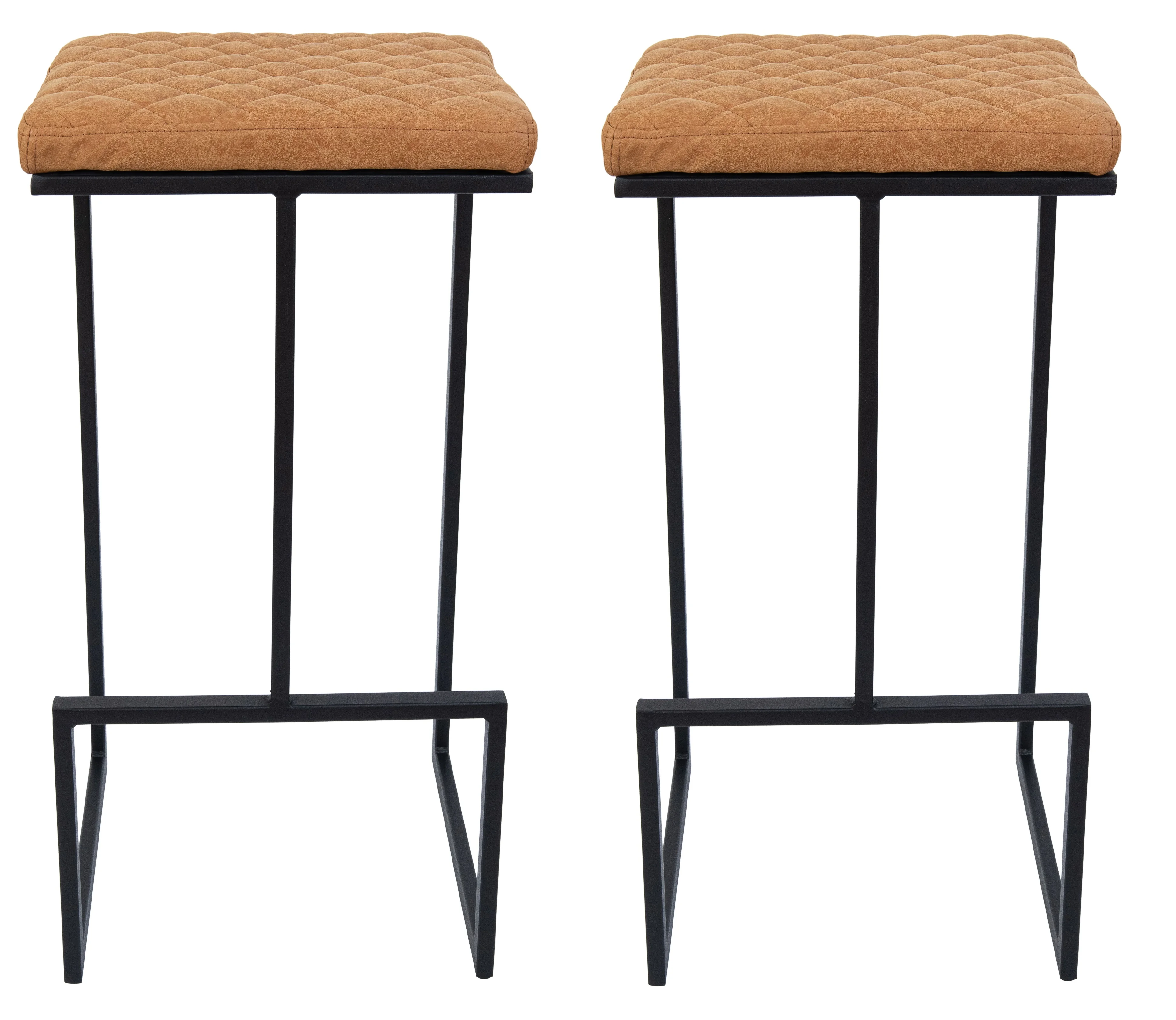 Quincy Leather Bar Stools With Metal Frame Set of 2