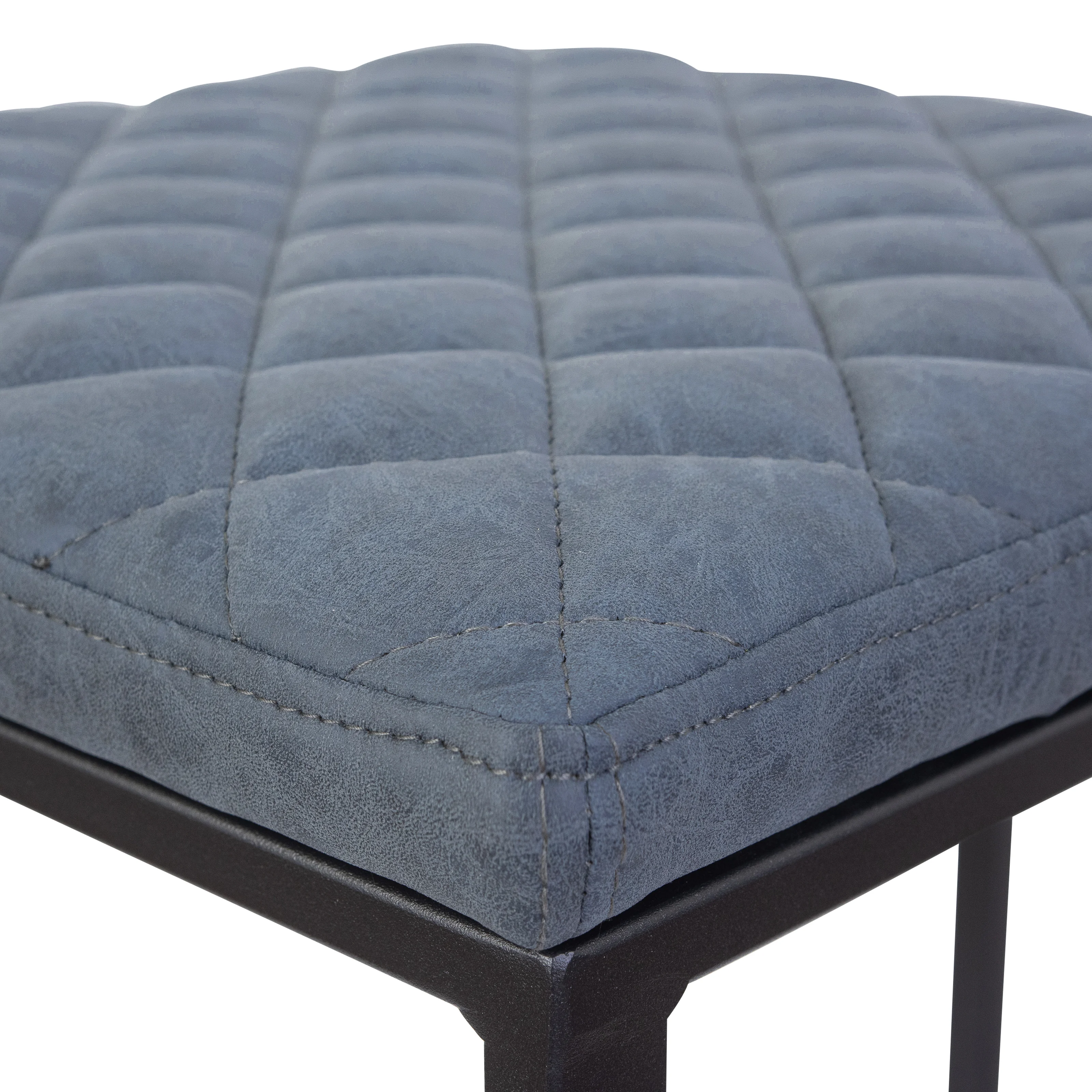 Quincy Quilted Stitched Leather Bar Stools With Metal Frame