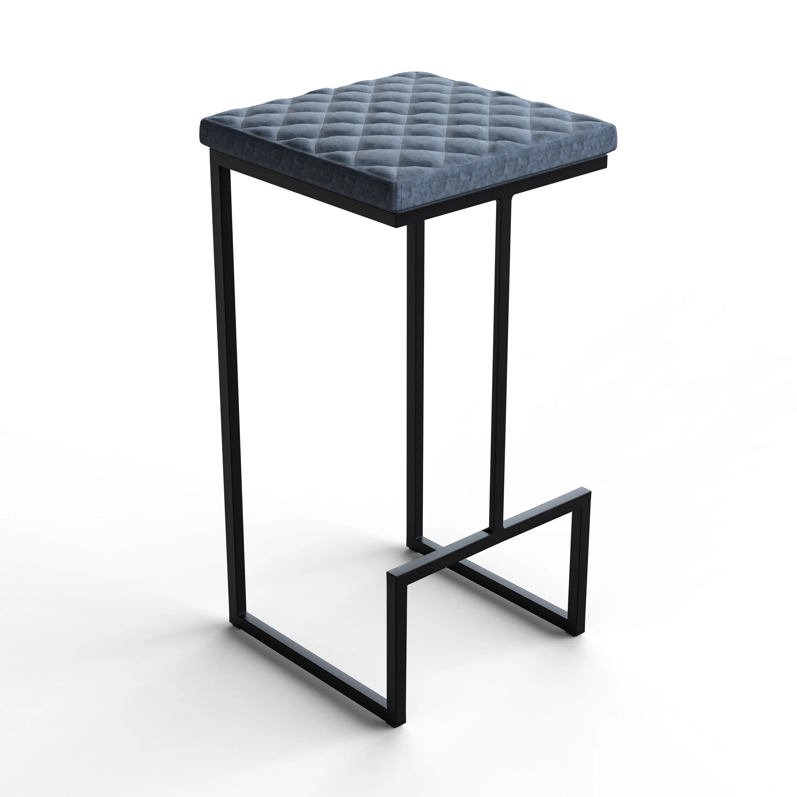 Quincy Quilted Stitched Leather Bar Stools With Metal Frame