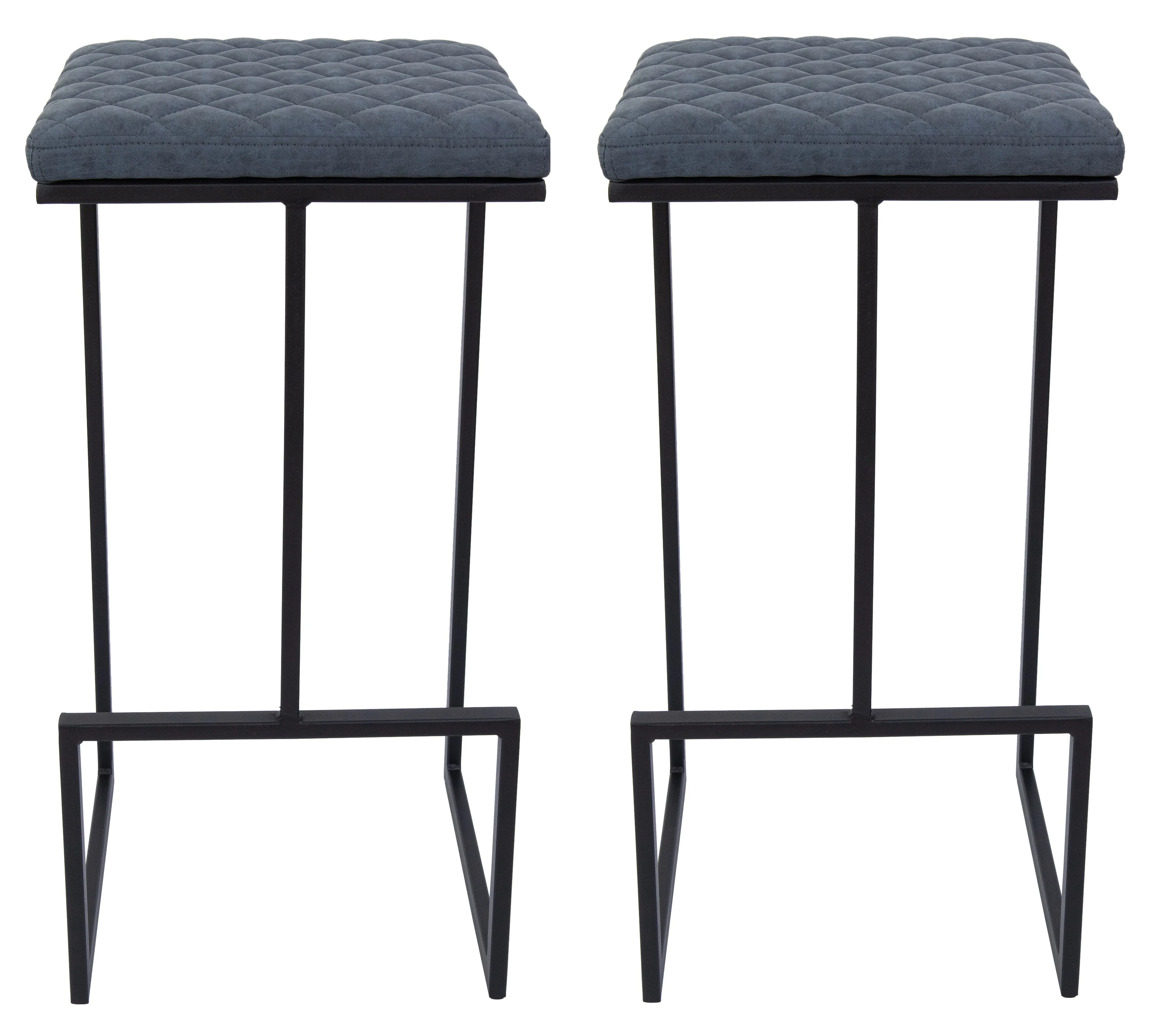 Quincy Leather Bar Stools With Metal Frame Set of 2