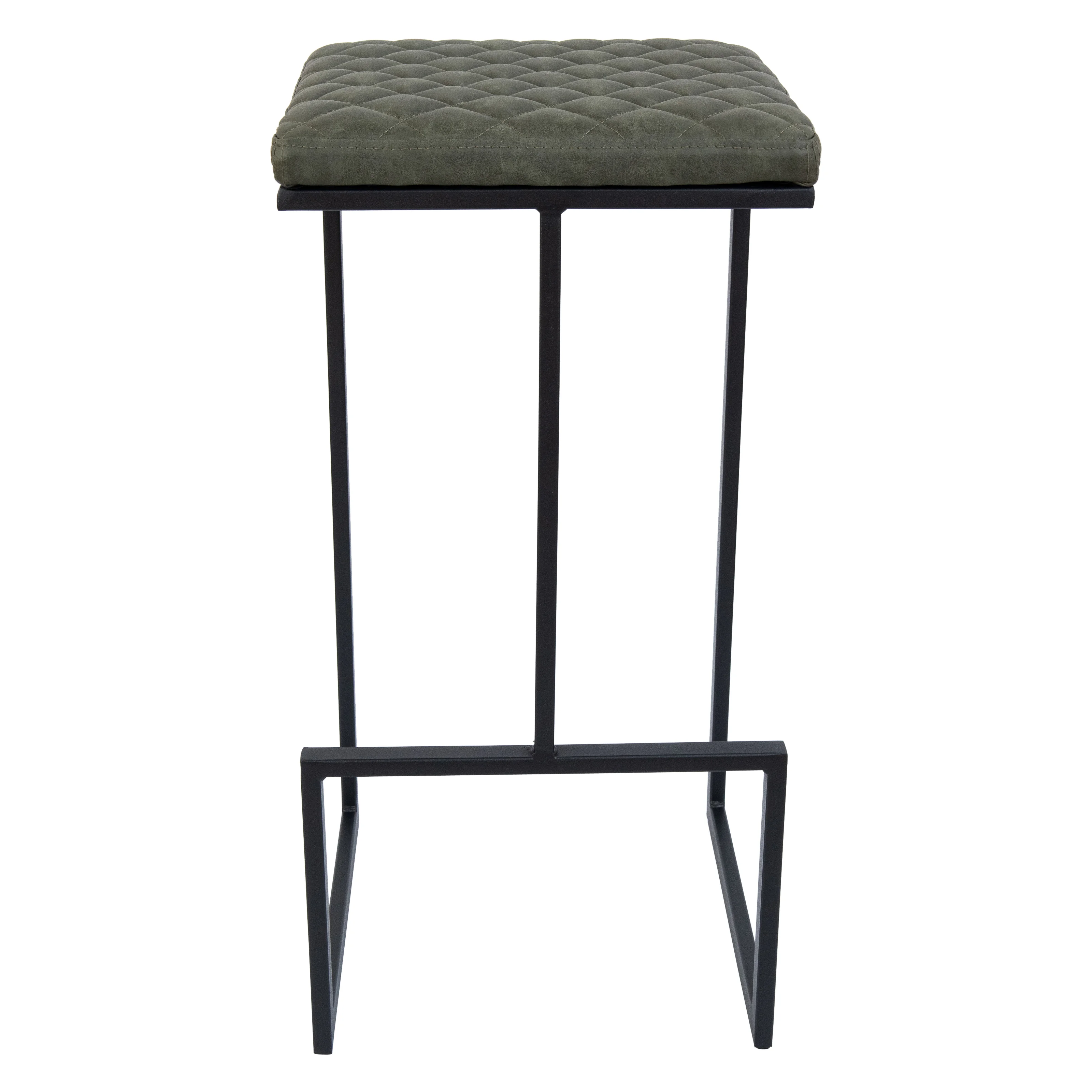 Quincy Quilted Stitched Leather Bar Stools With Metal Frame