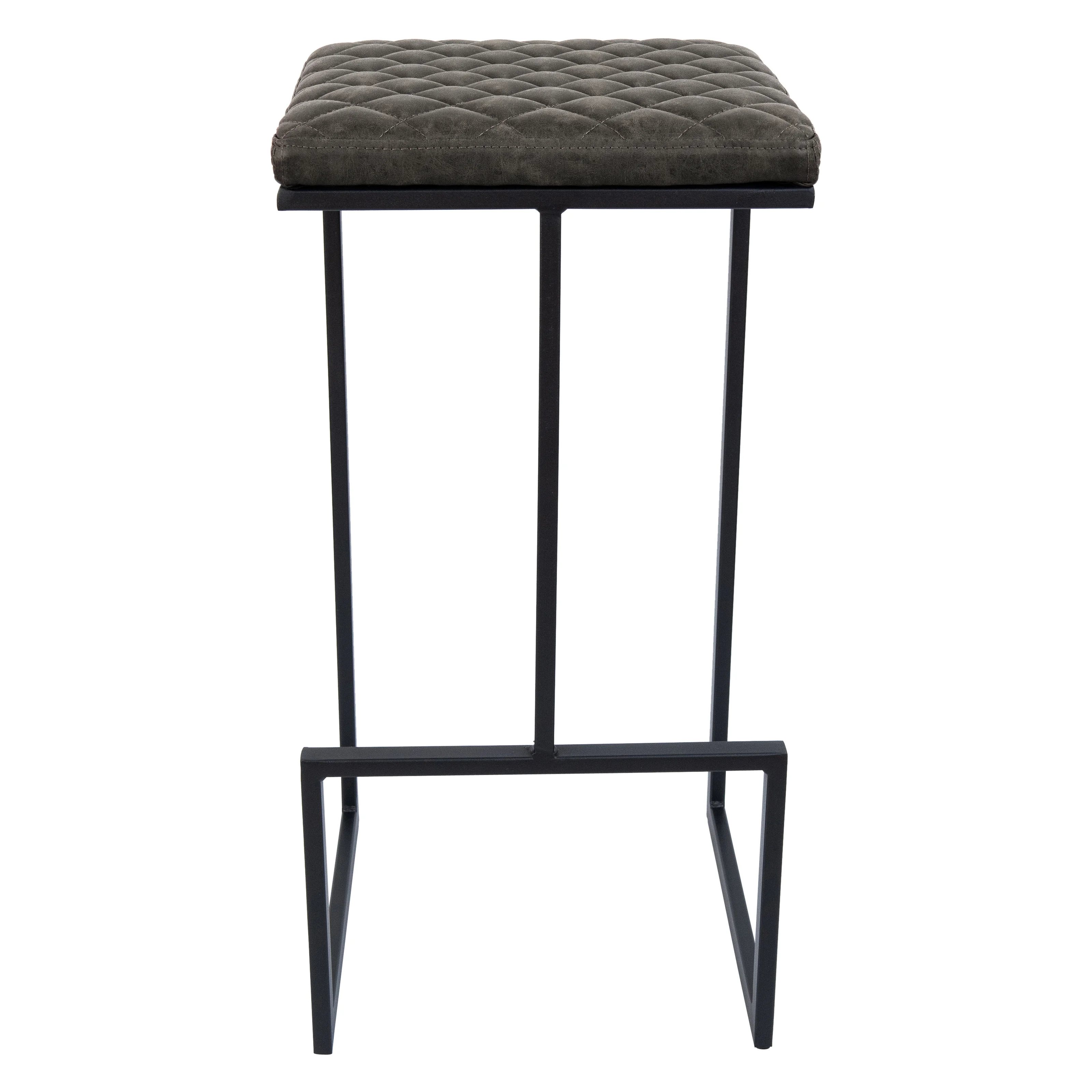 Quincy Quilted Stitched Leather Bar Stools With Metal Frame
