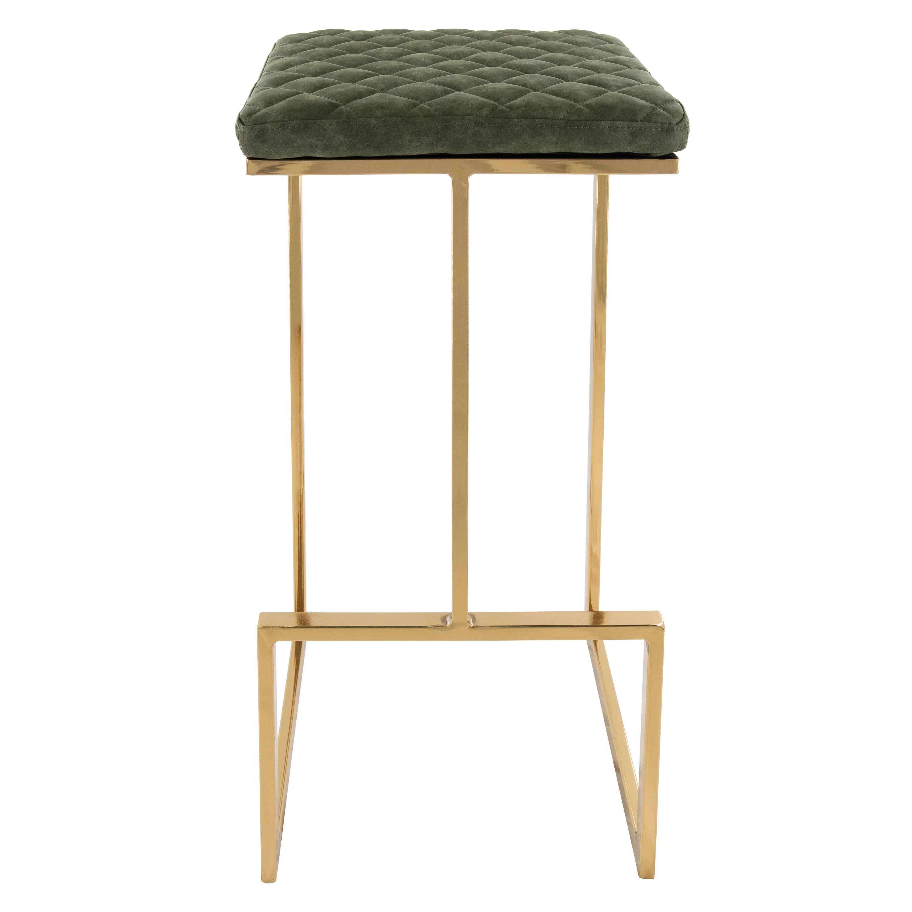 Quincy Quilted Stitched Leather Bar Stools With Gold Metal Frame