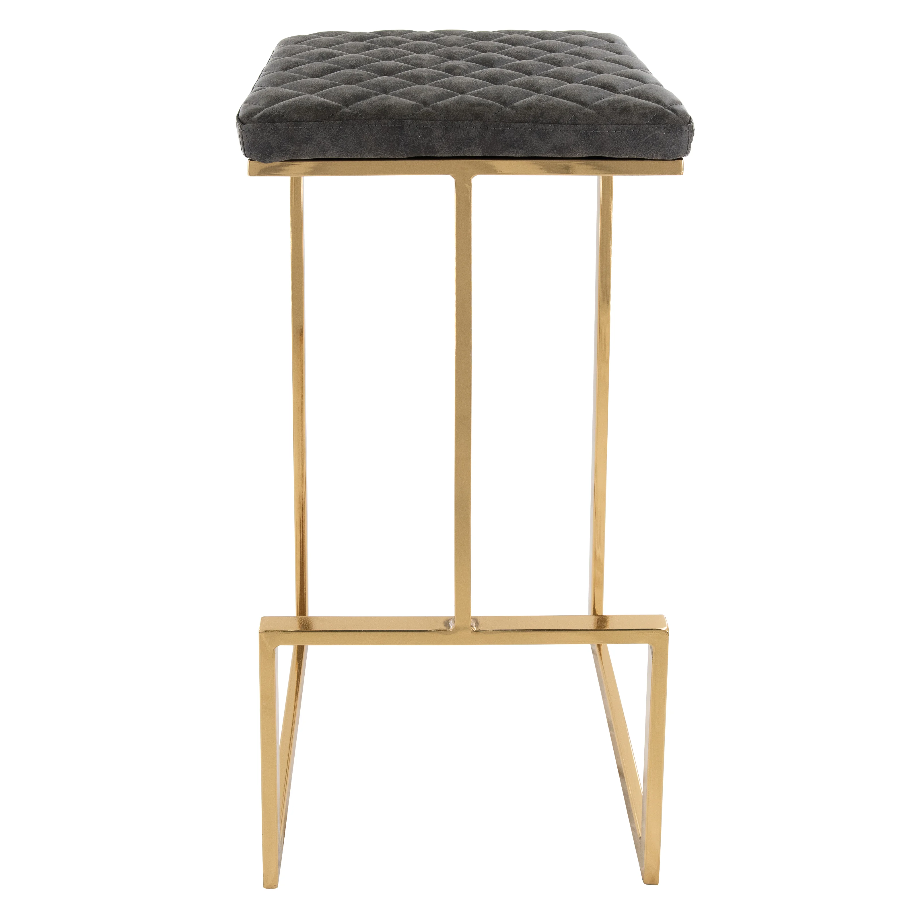Quincy Quilted Stitched Leather Bar Stools With Gold Metal Frame