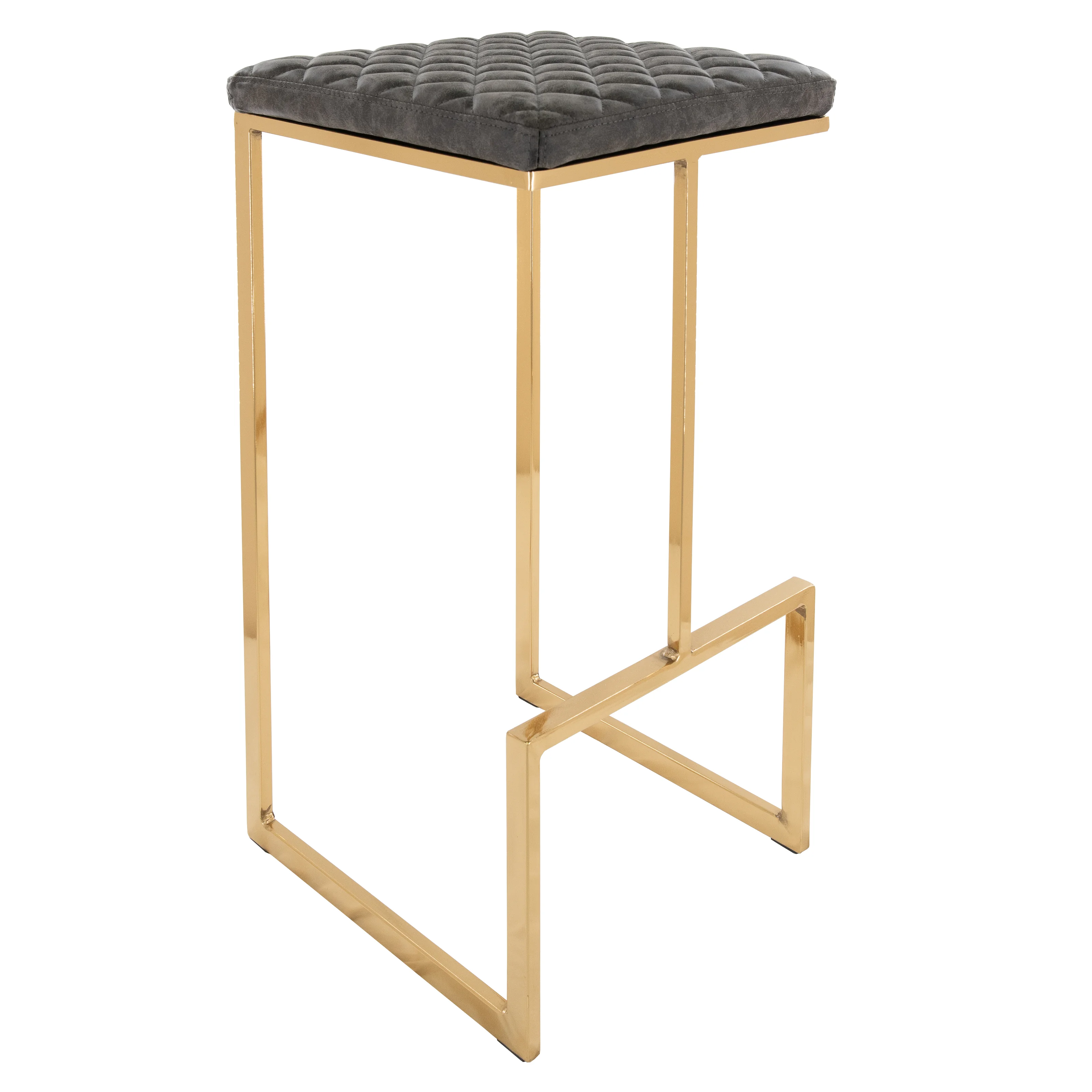 Quincy Leather Bar Stools With Gold Metal Frame Set of 2