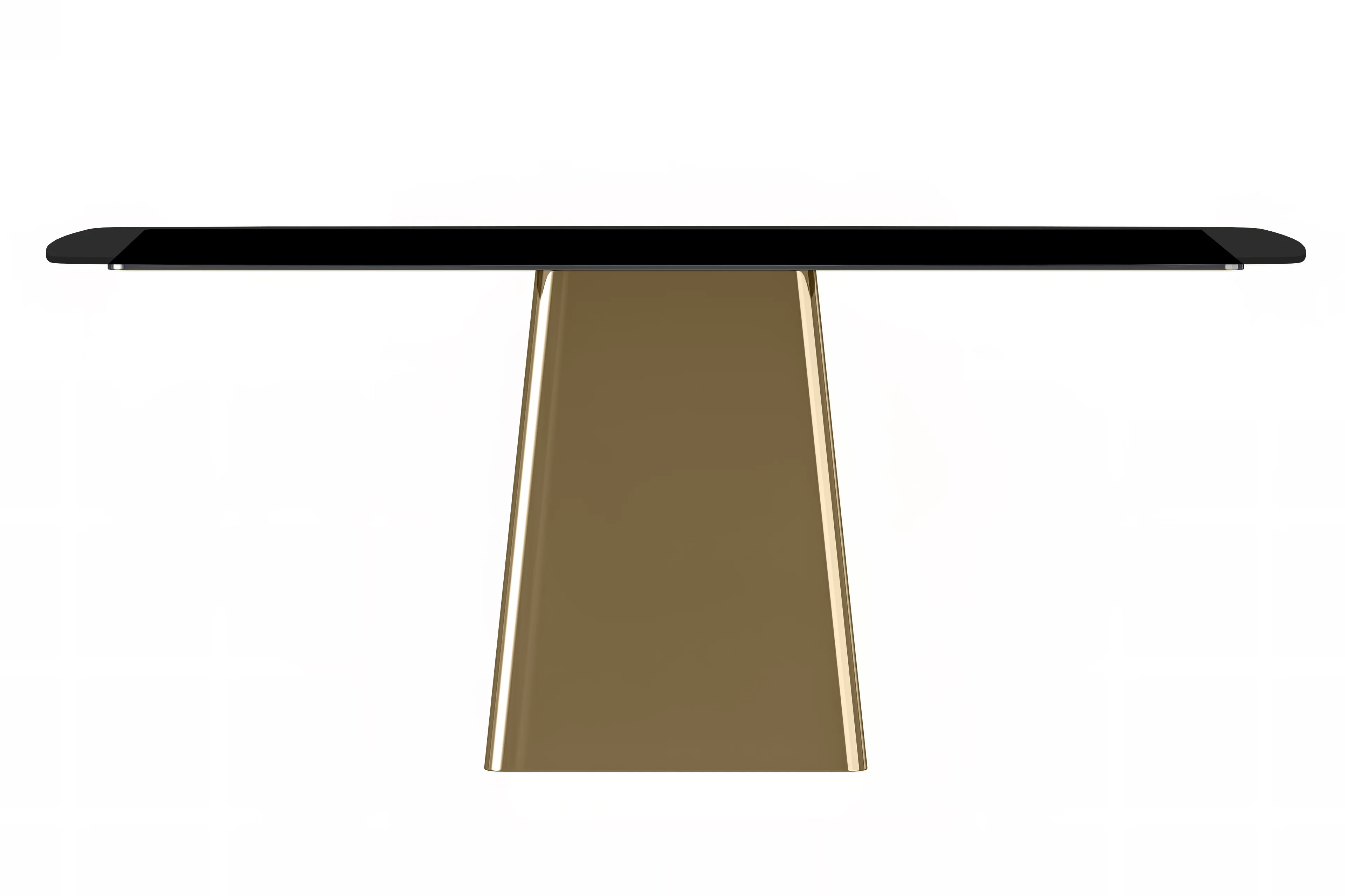 Quinix Series Dining Table, Gold Base With 55" Black Glass Top