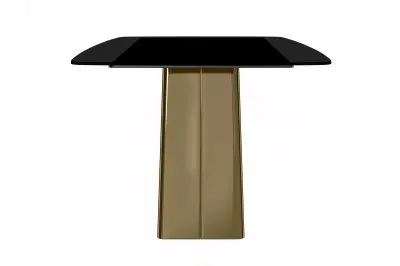Quinix Series Dining Table, Gold Base With 62" Black Glass Top