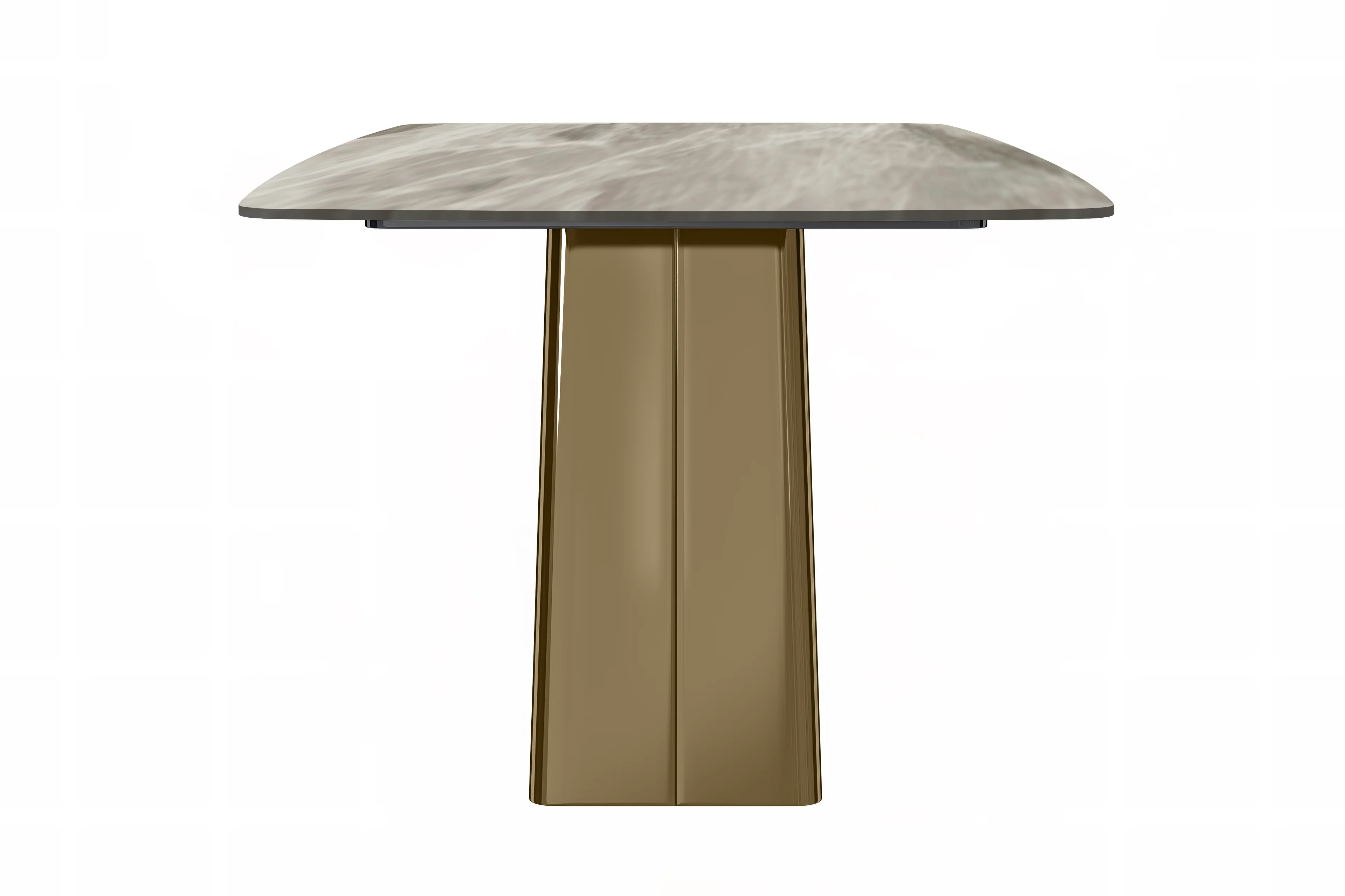 Quinix Series Dining Table, Gold Base With 62" Deep Grey Sintered Stone Top