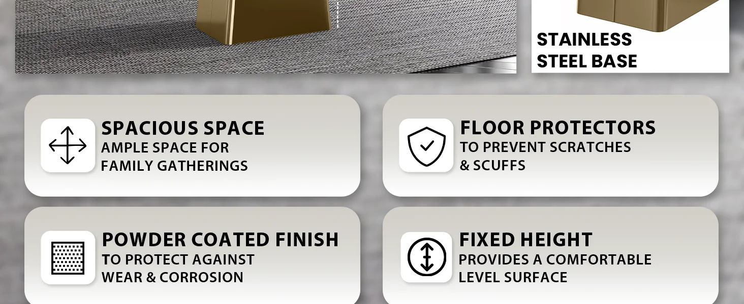 Quinix Series Dining Table, Gold Base With 71" Black/Gold Sintered Stone Top