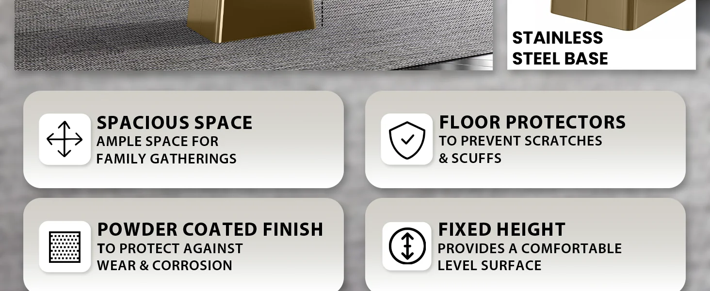 Quinix Series Dining Table, Gold Base With 71" White Sintered Stone Top