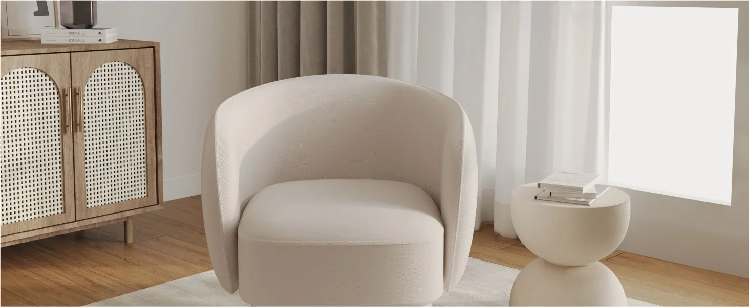 Raze Collection Modern Accent Chair in Oatmean Linen
