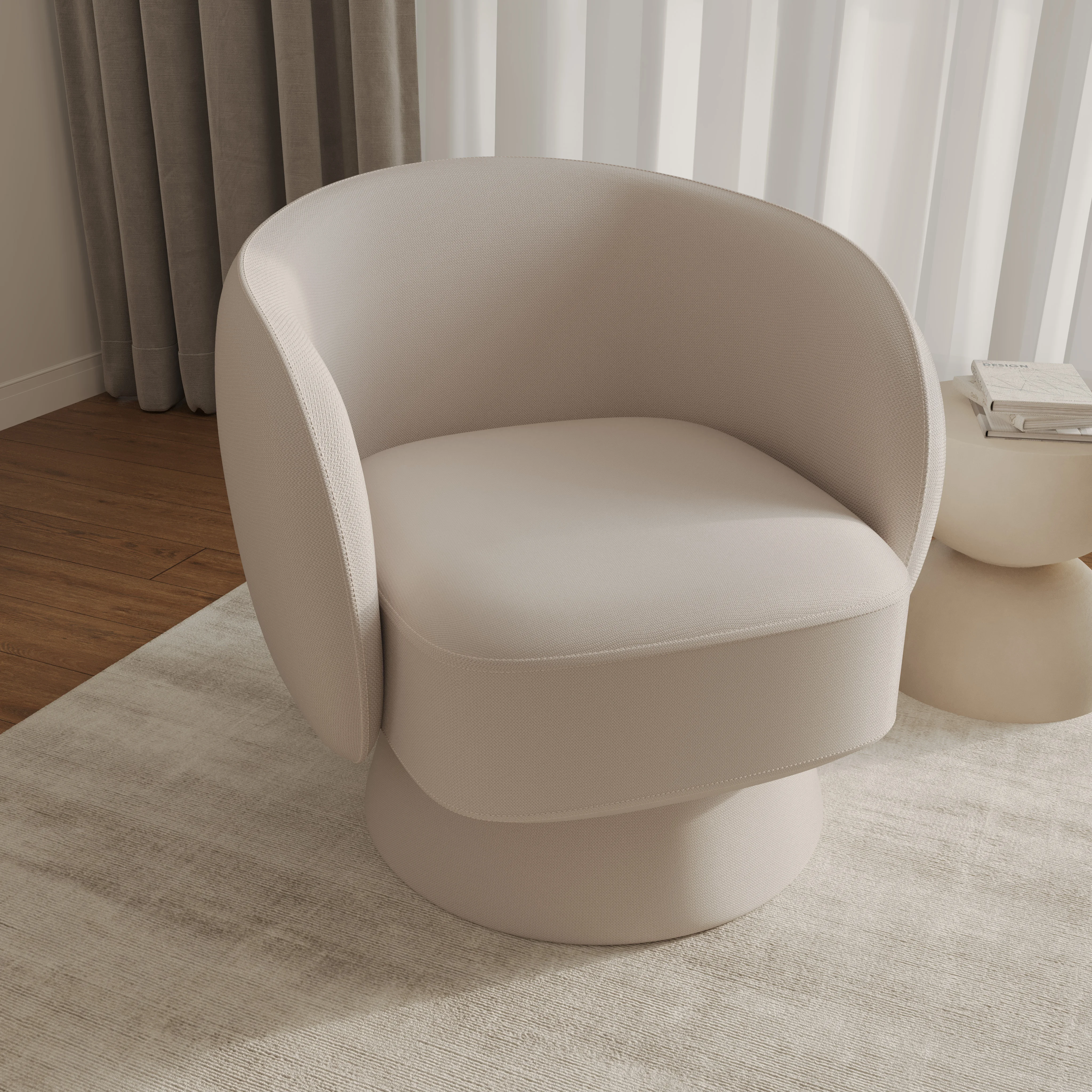Raze Collection Modern Accent Chair in Oatmean Linen