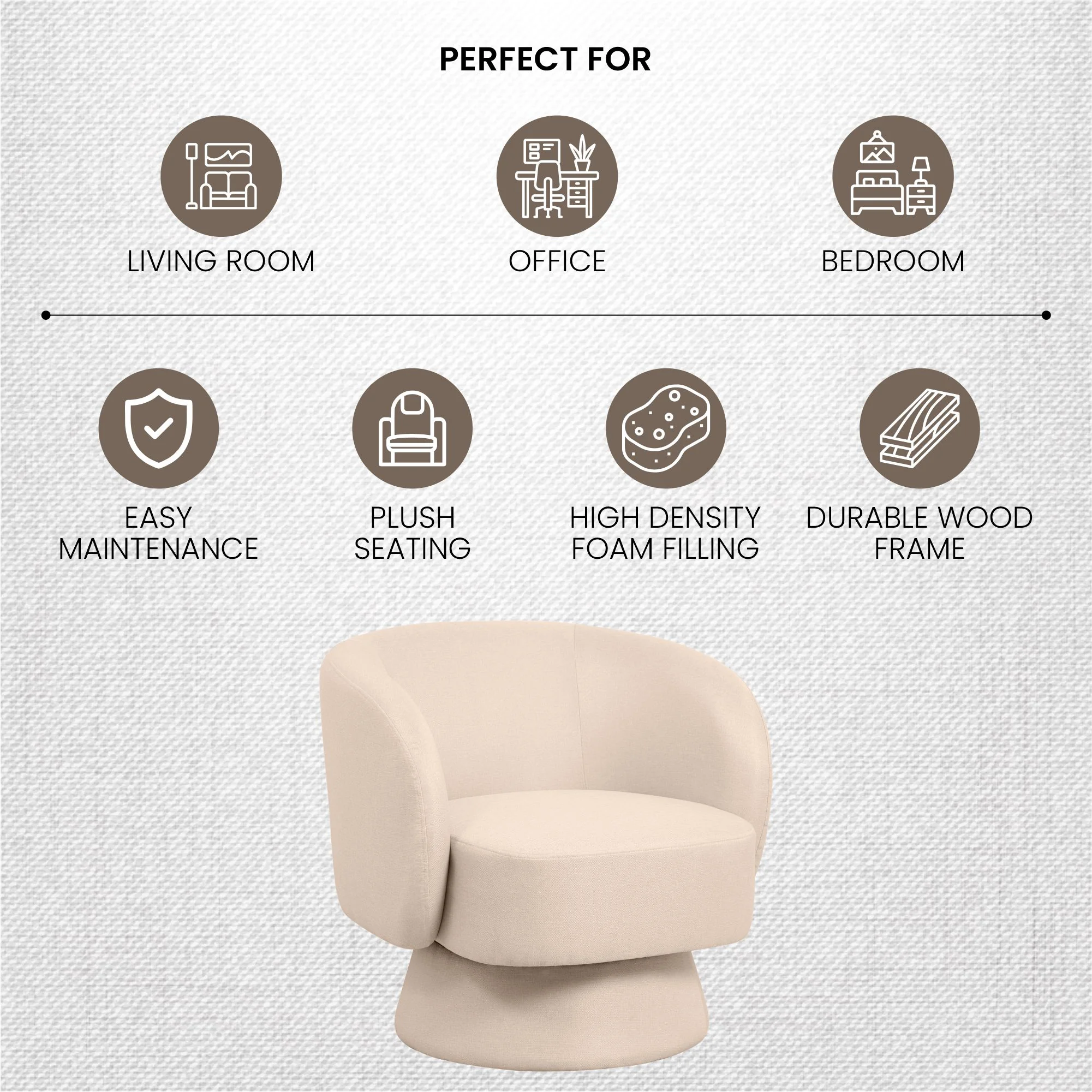 Raze Collection Modern Accent Chair in Oatmean Linen