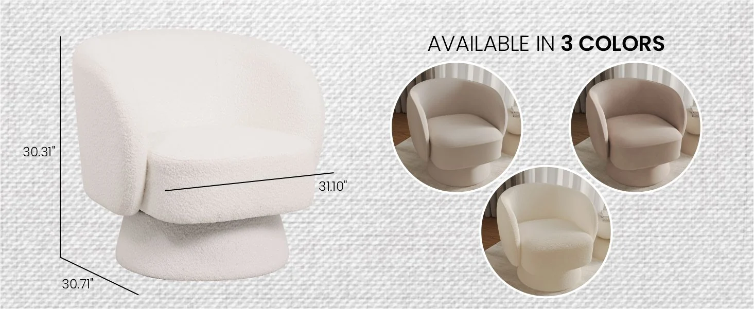 Raze Collection Modern Accent Chair in White Boucle