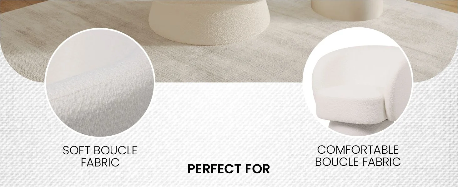 Raze Collection Modern Accent Chair in White Boucle