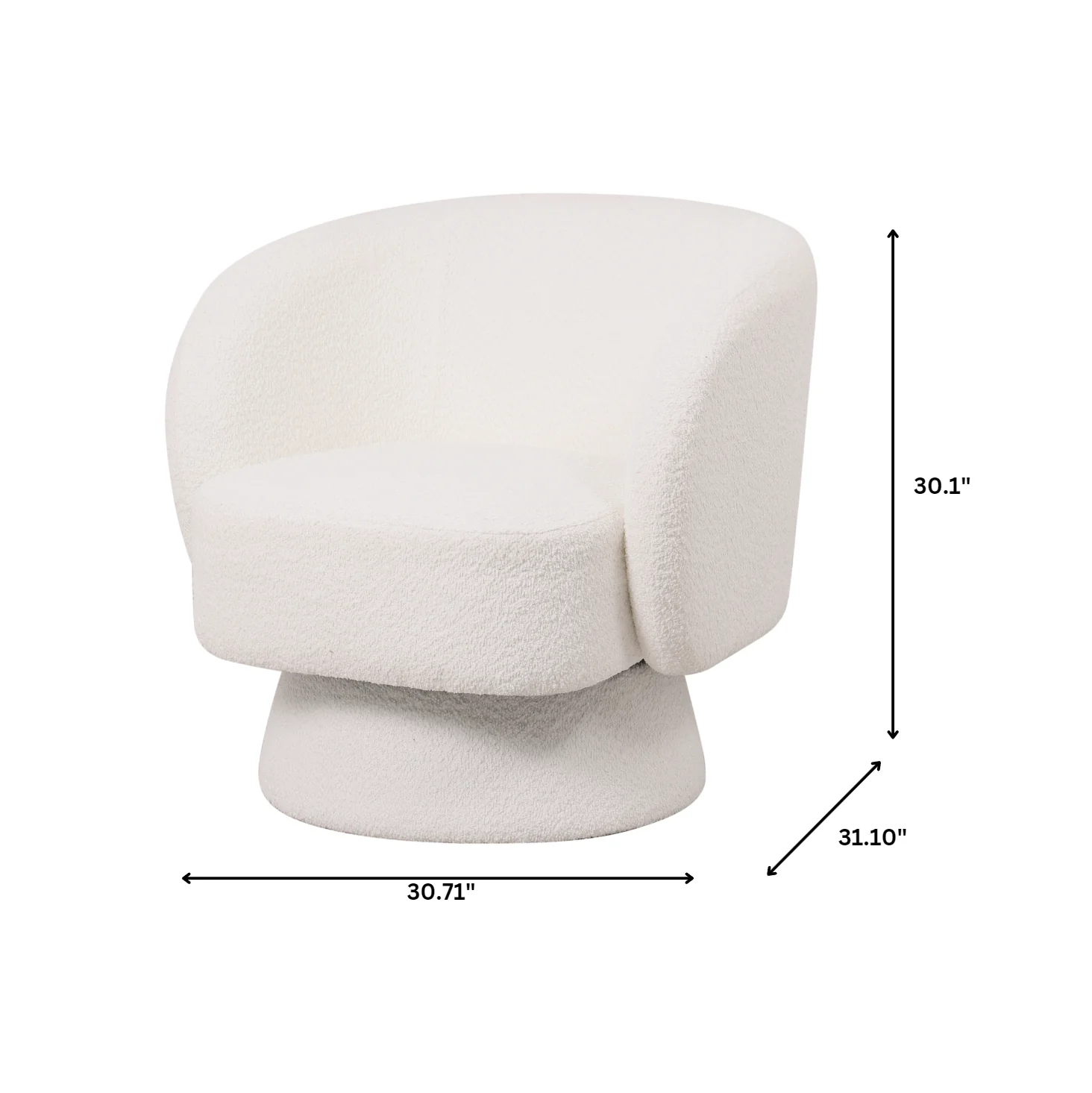 Raze Collection Modern Accent Chair in White Boucle