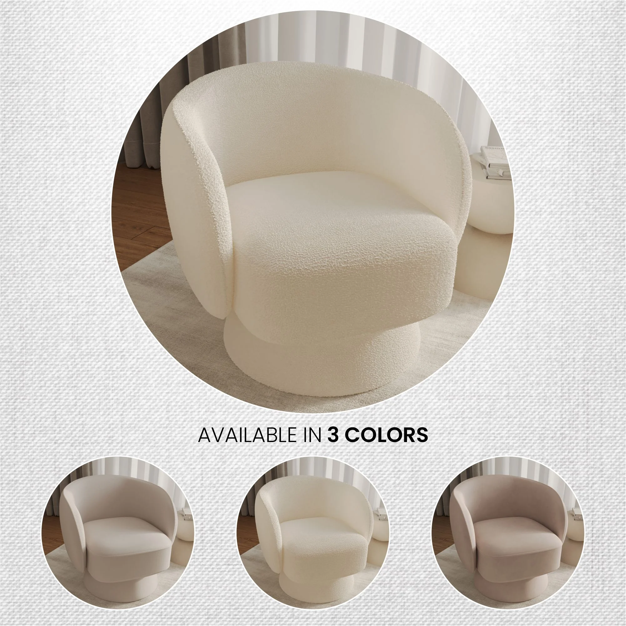 Raze Collection Modern Accent Chair in White Boucle
