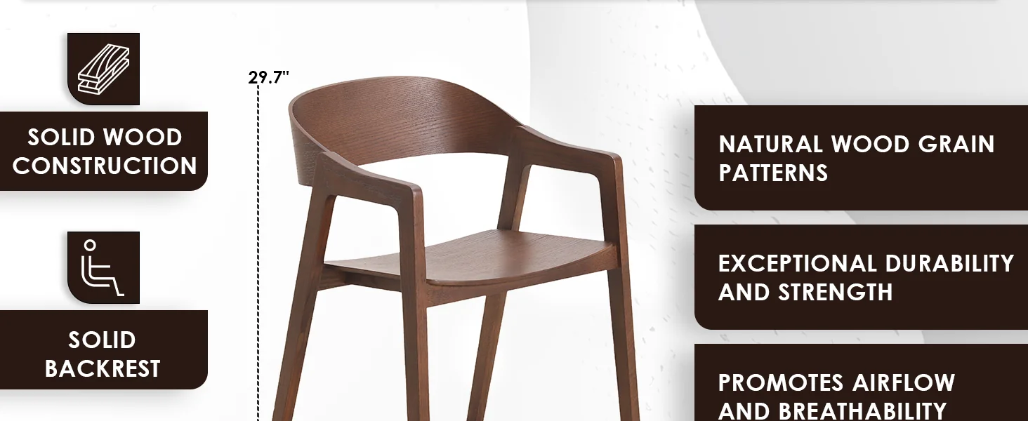Rivo Collection Elegant Dining Chair in Dark Walnut Color Wood