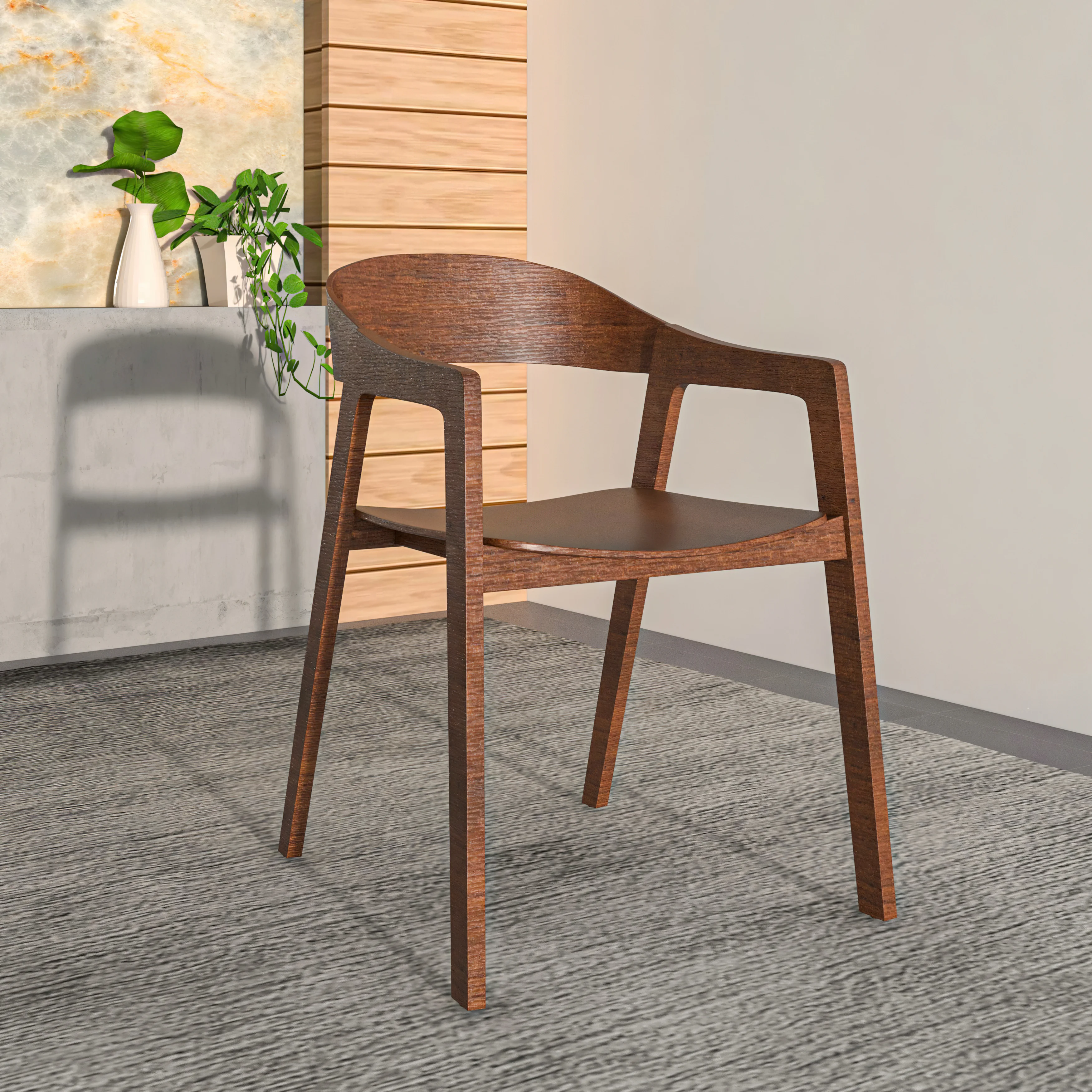 Rivo Collection Elegant Dining Chair in Dark Walnut Color Wood