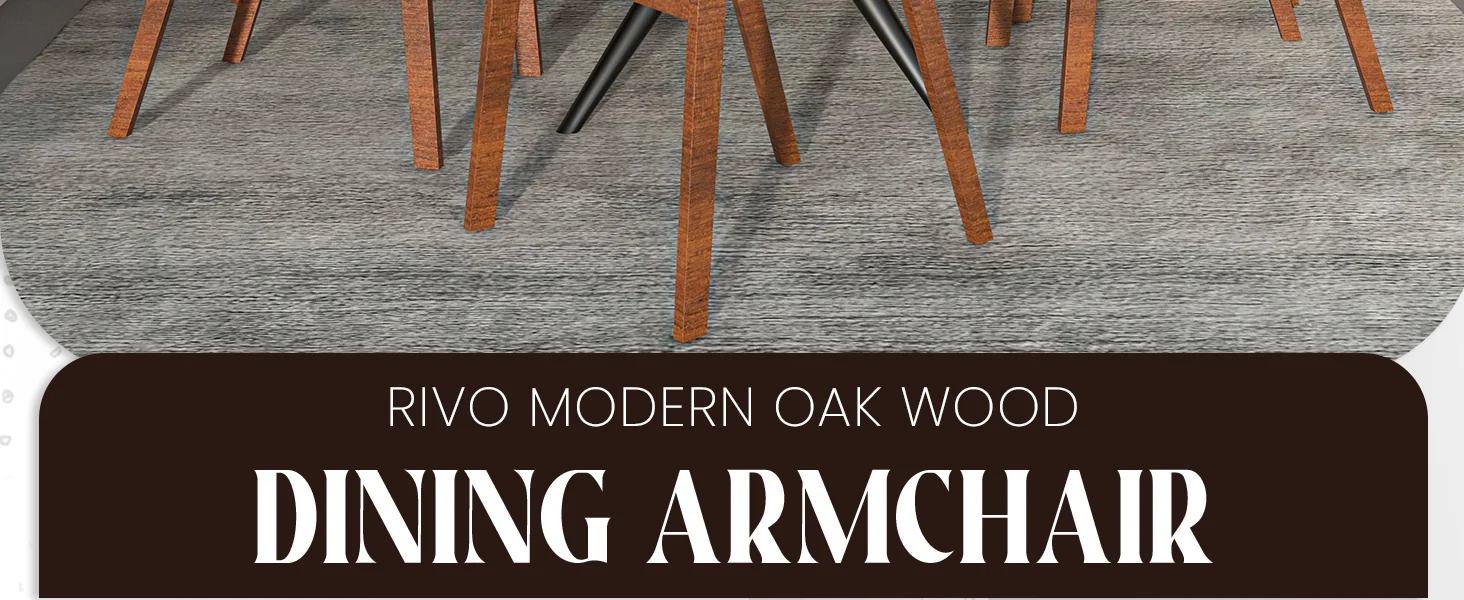 Rivo Collection Elegant Dining Chair in Dark Walnut Color Wood - Set of 2