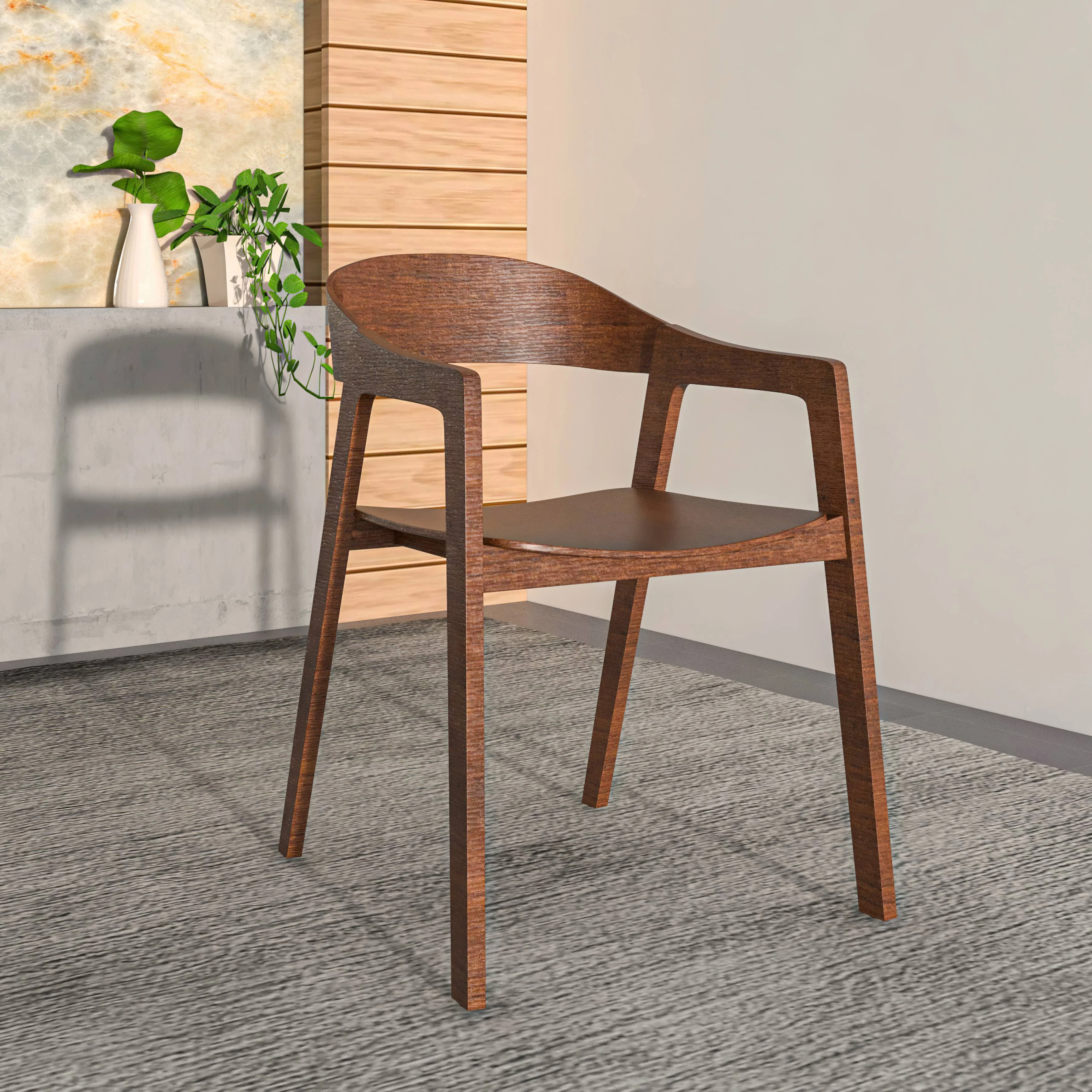 Rivo Collection Elegant Dining Chair in Dark Walnut Color Wood