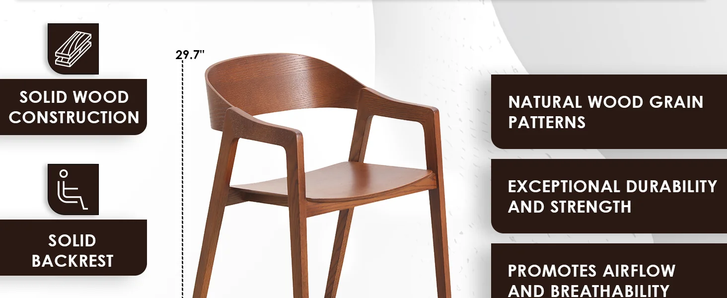 Rivo Collection Elegant Dining Chair in Dark Natural Wood