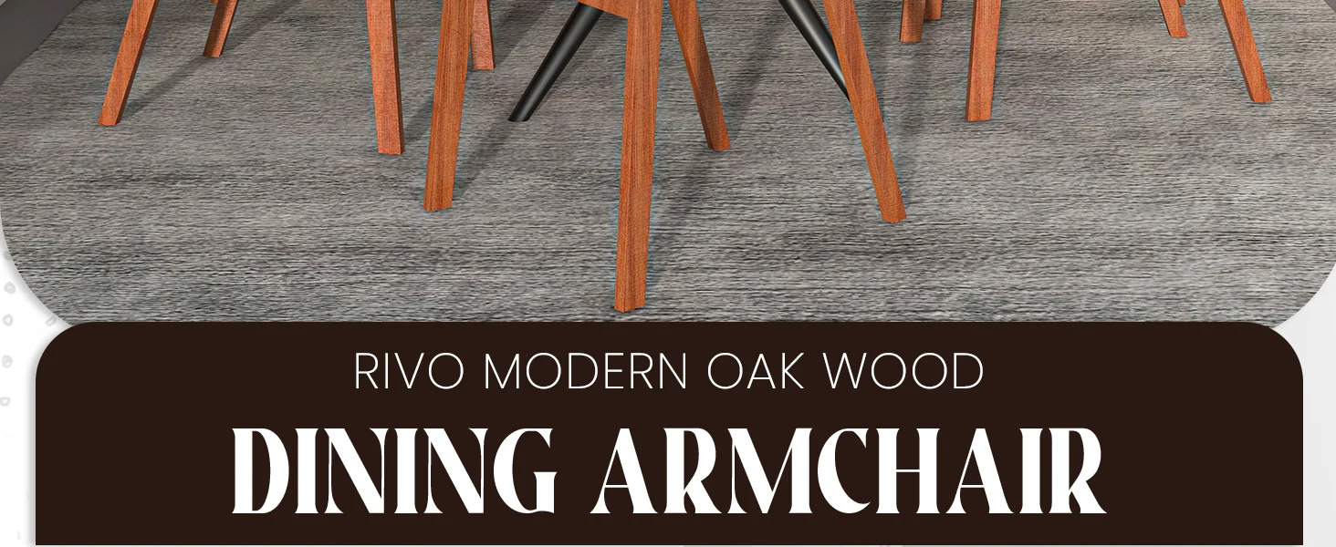 Rivo Collection Elegant Dining Chair in Dark Natural Wood - Set of 2