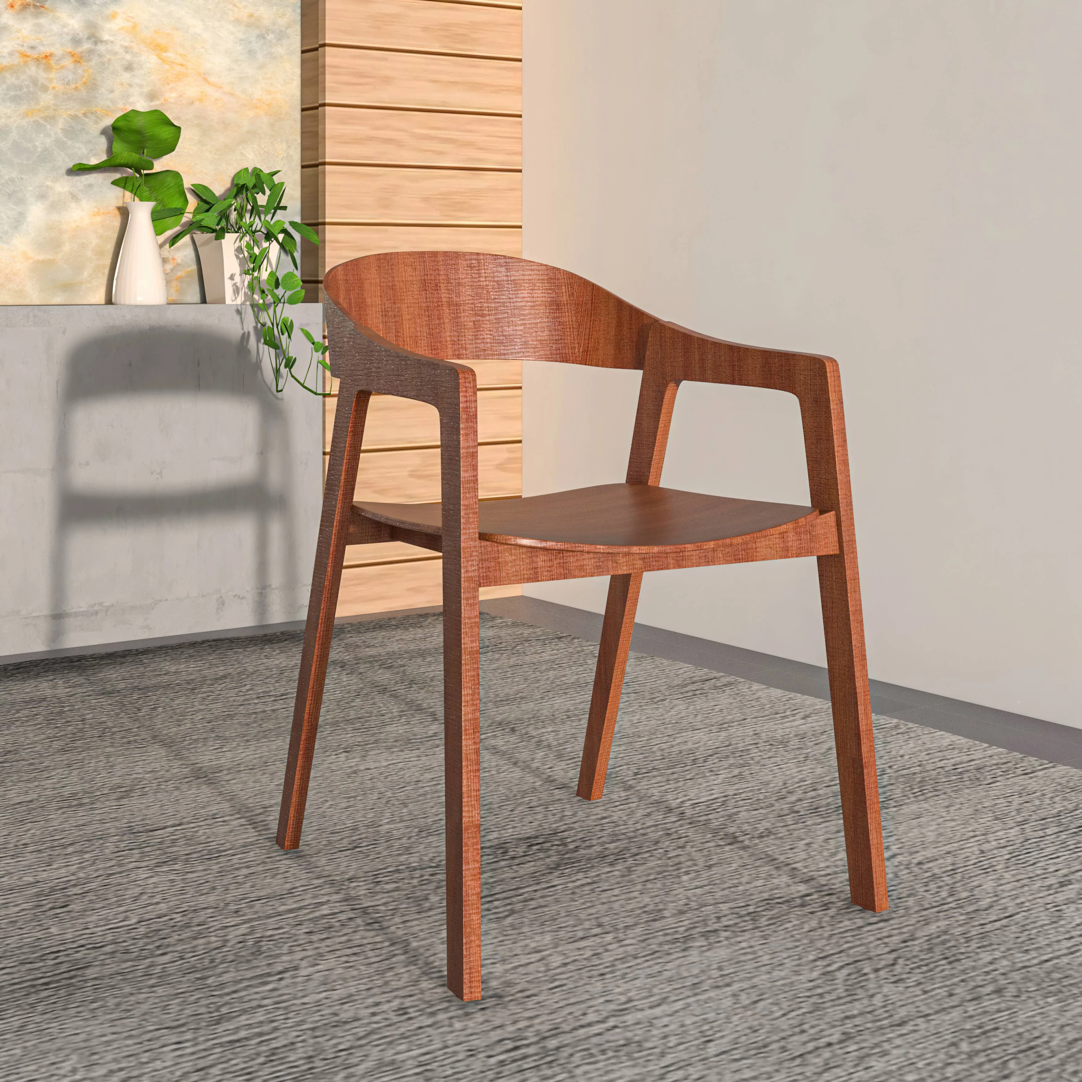 Rivo Collection Elegant Dining Chair in Dark Natural Wood