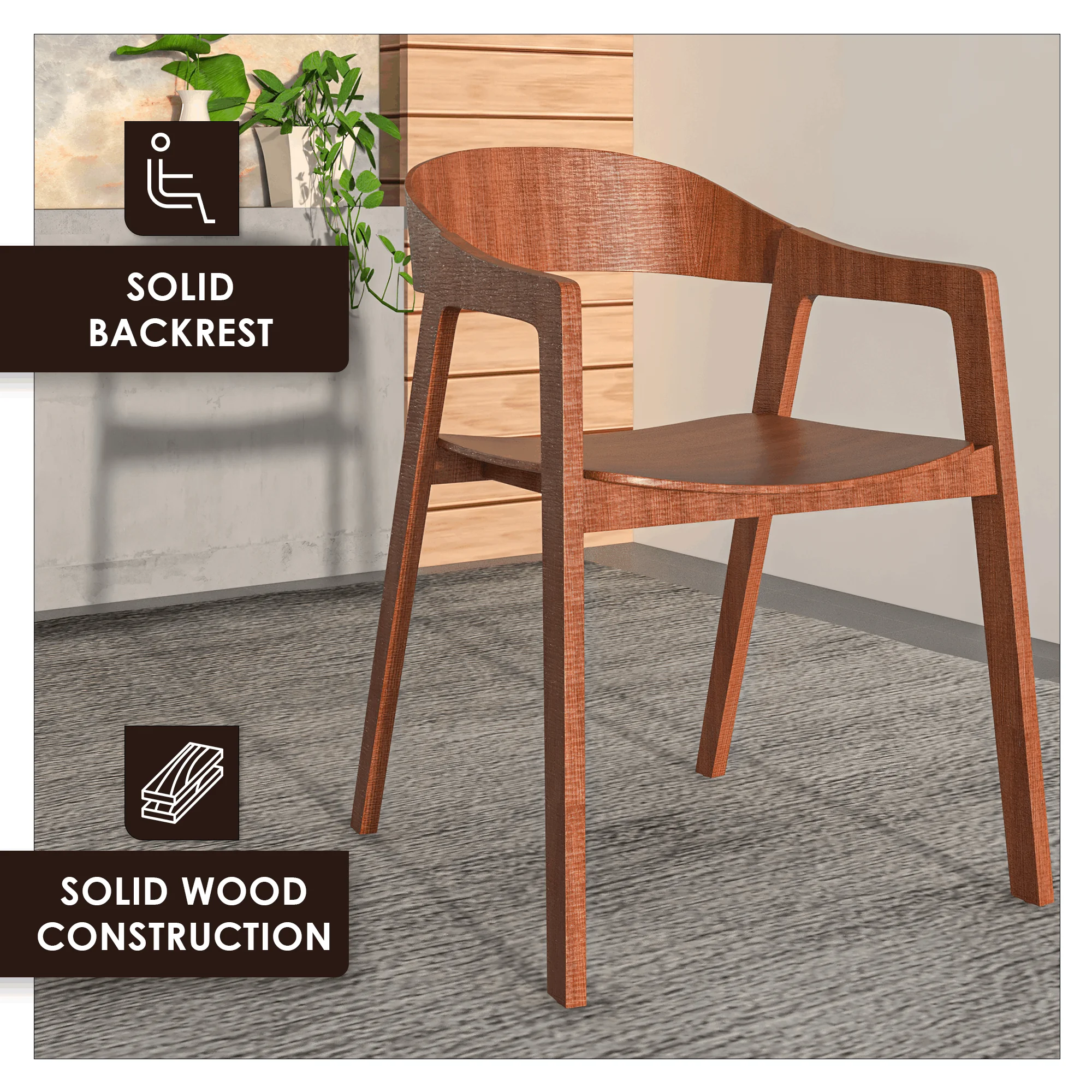 Rivo Collection Elegant Dining Chair in Dark Natural Wood