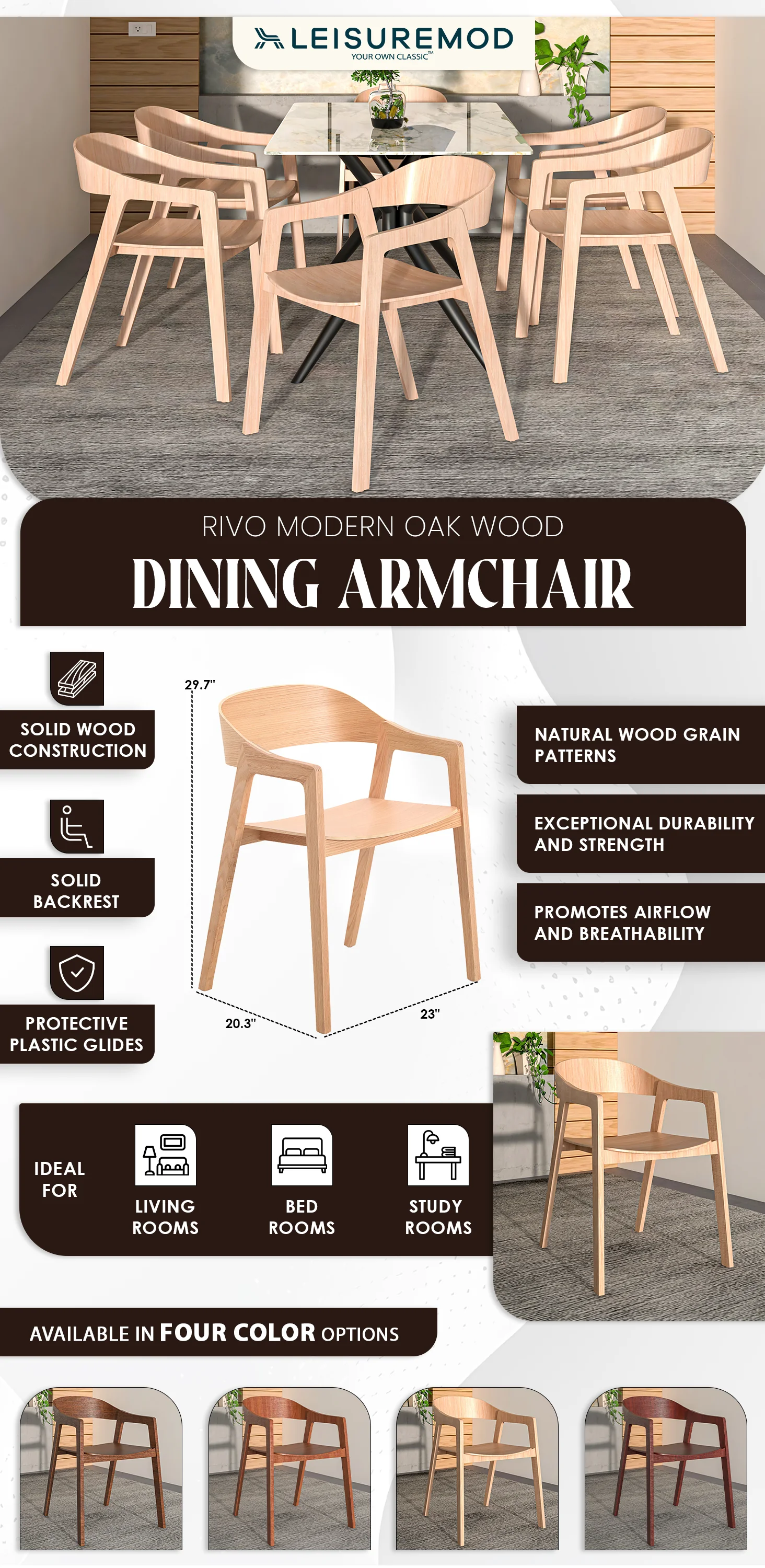Rivo Collection Elegant Dining Chair in Natural Wood