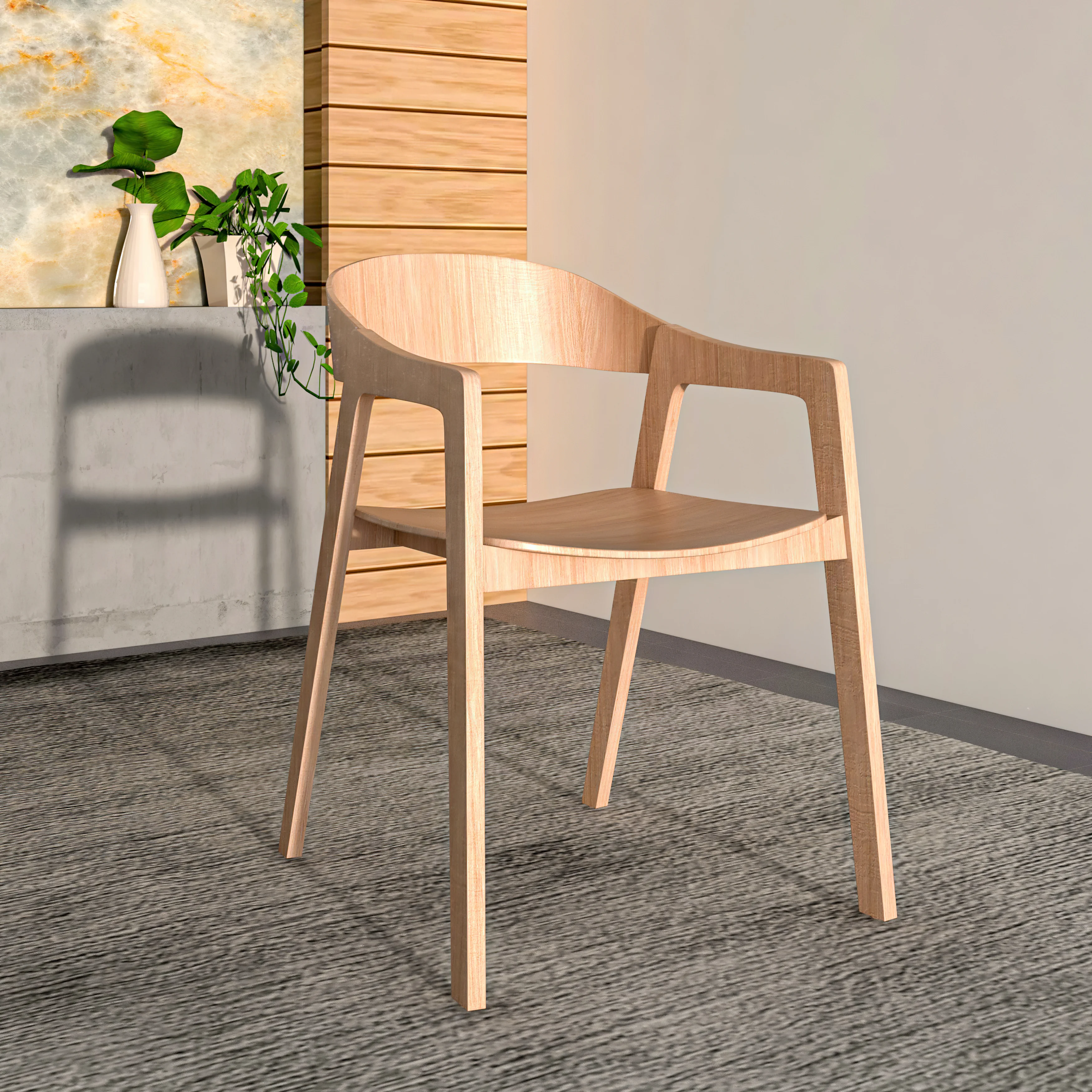 Rivo Collection Elegant Dining Chair in Natural Wood - Set of 2