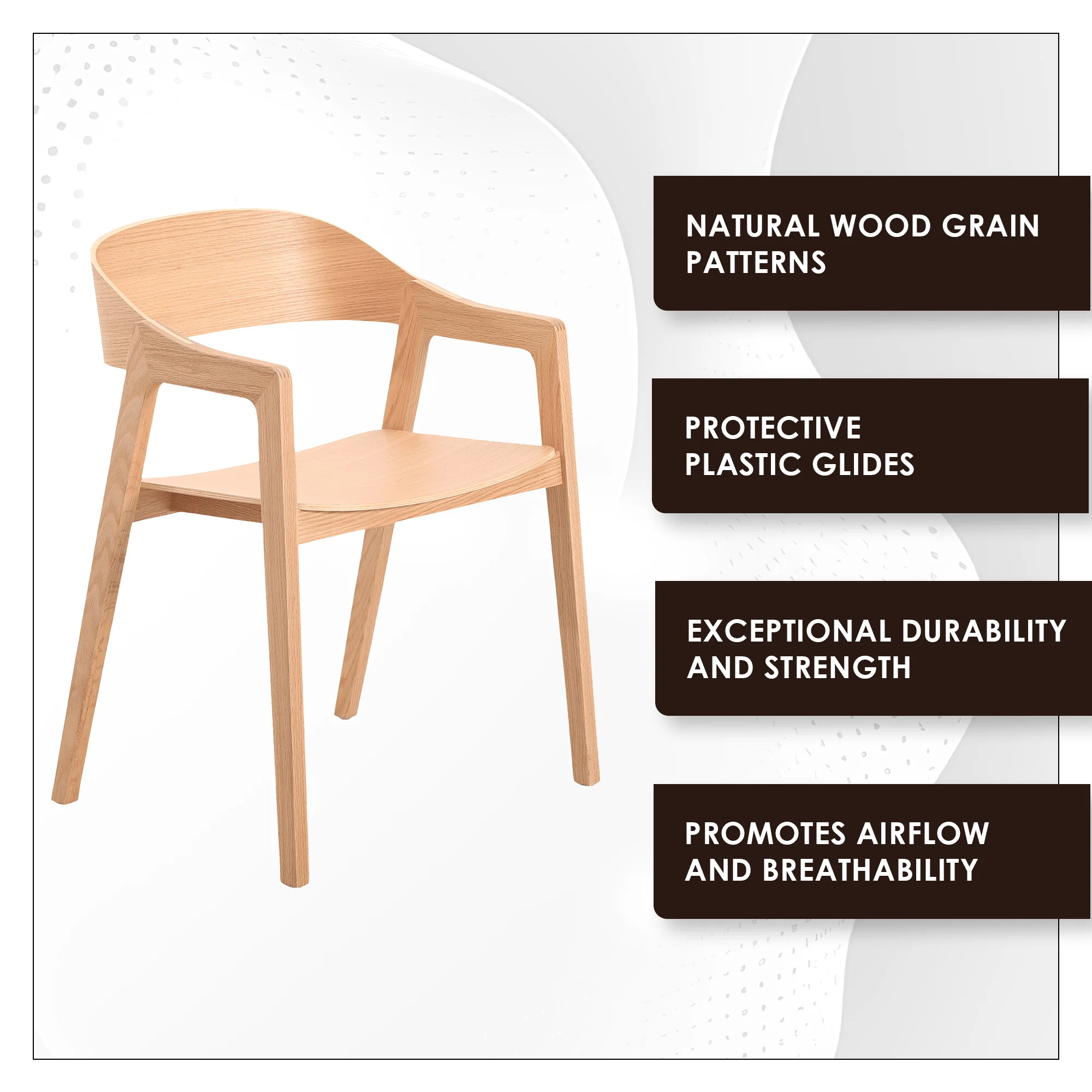 Rivo Collection Elegant Dining Chair in Natural Wood